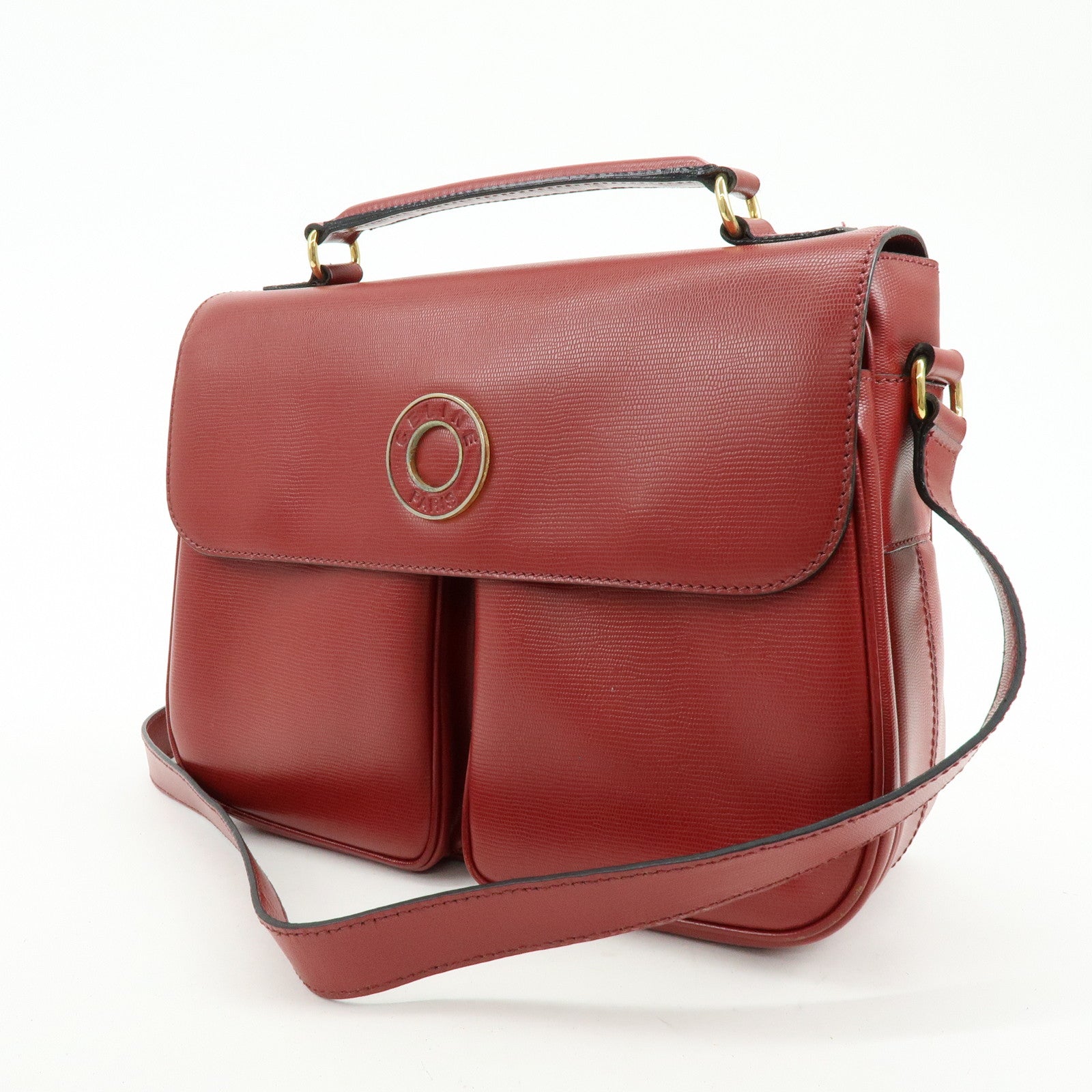 CELINE Leather 2WAY Bag Shoulder Bag Hand Bag Red