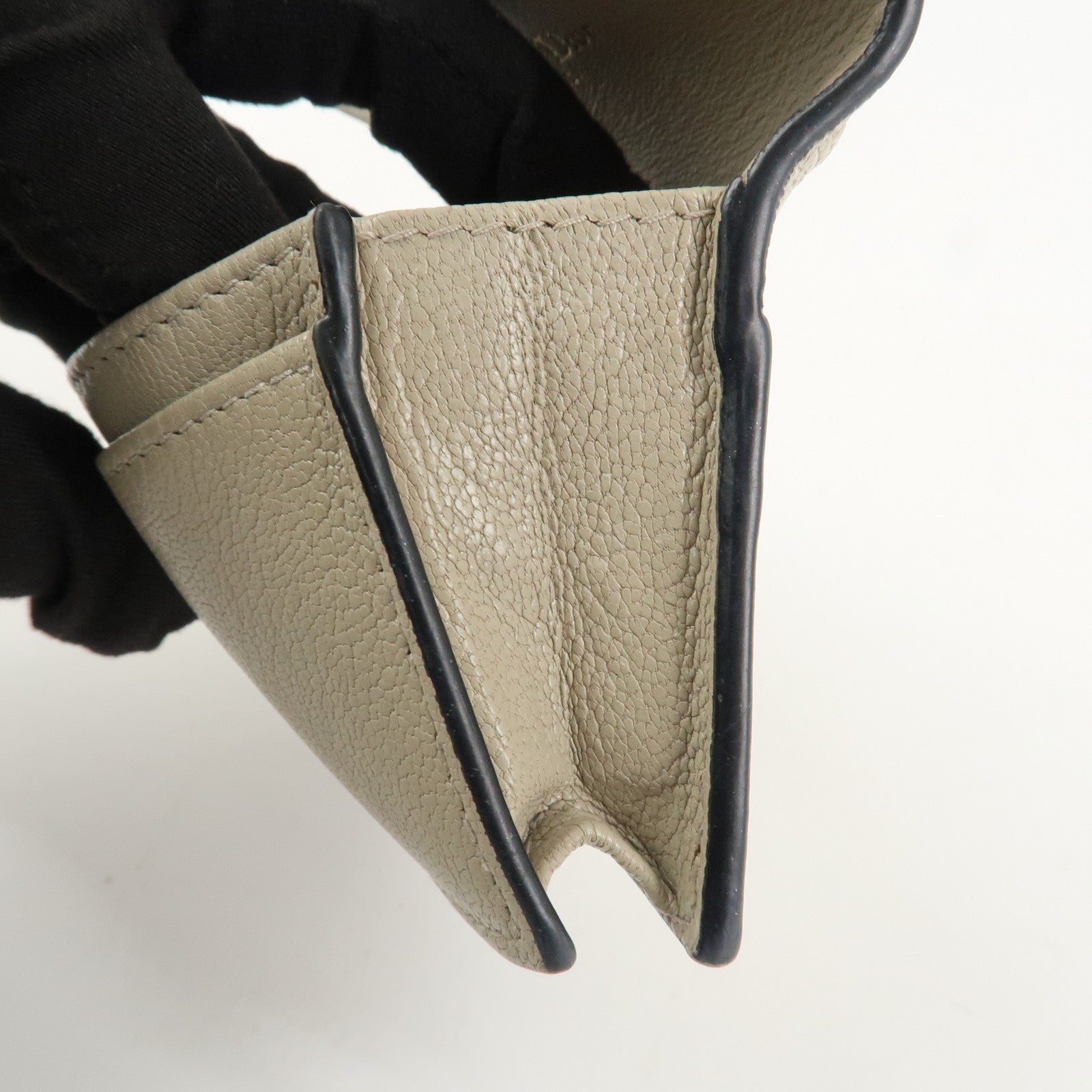 Christian Dior Leather Card Case Beige Gold HDW 44-MA-0248 Used