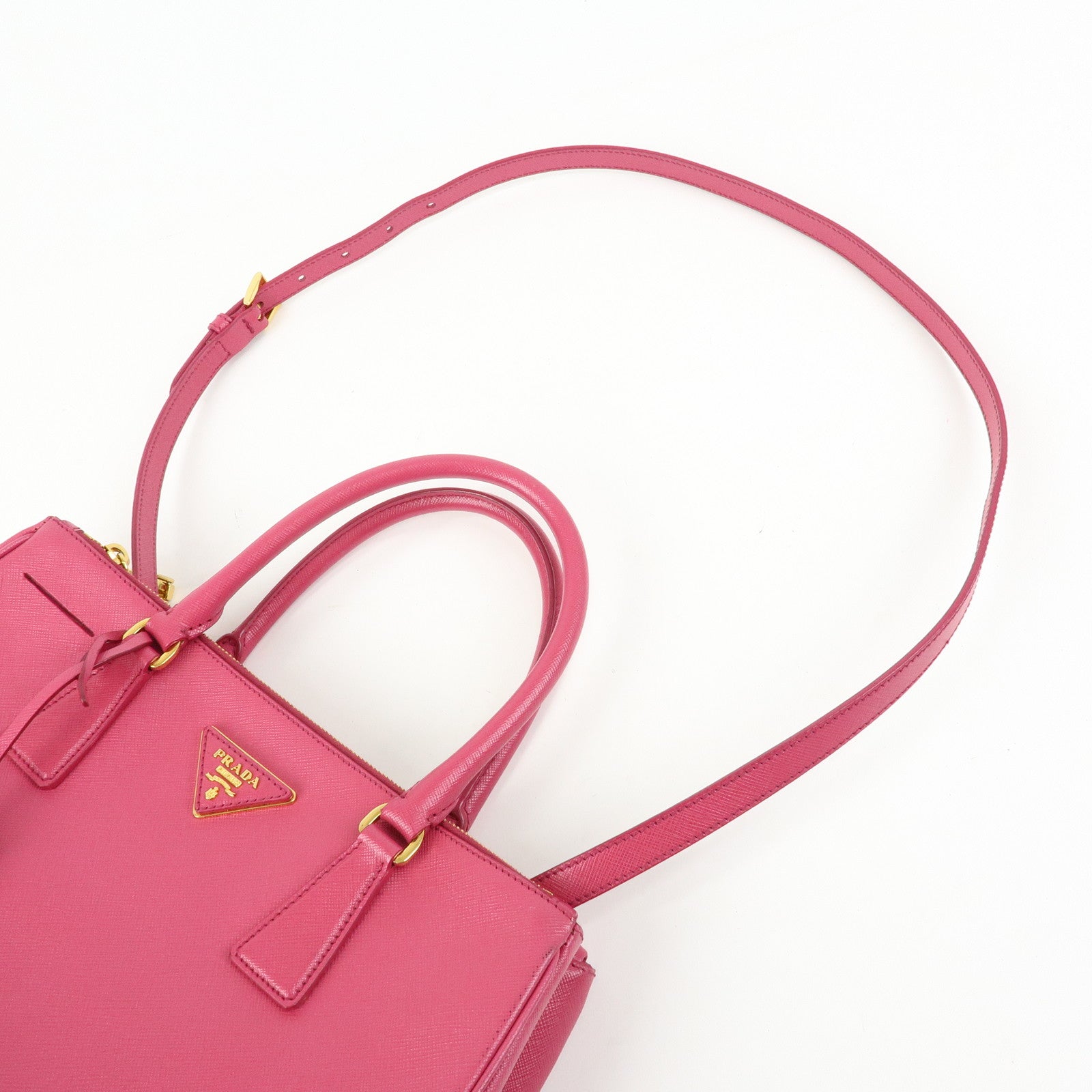 PRADA Triangle Logo Saffiano Leather 2Way Hand Bag Pink BN1801