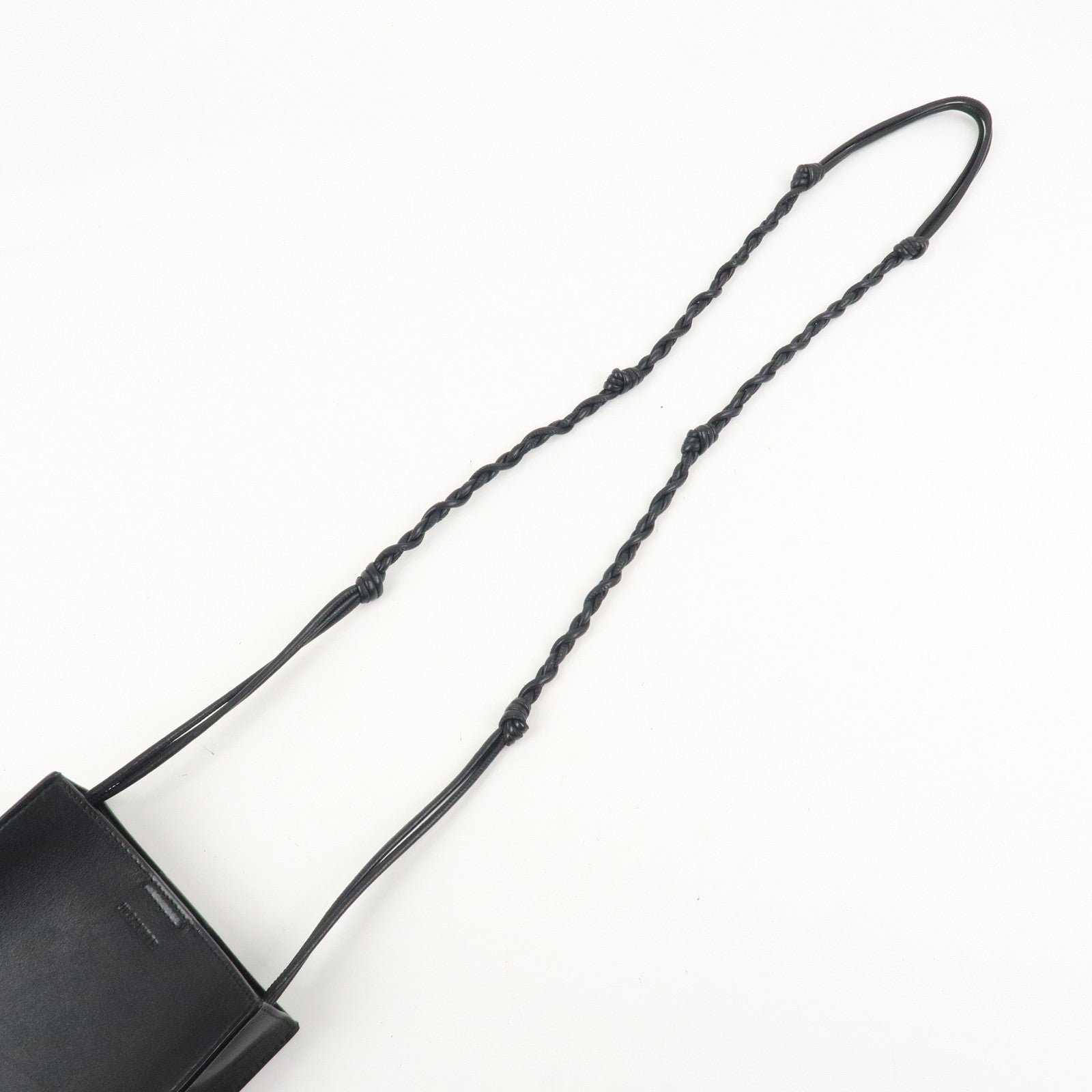 JIL SANDER Tangle Small Logo Leather Shoulder Bag Black