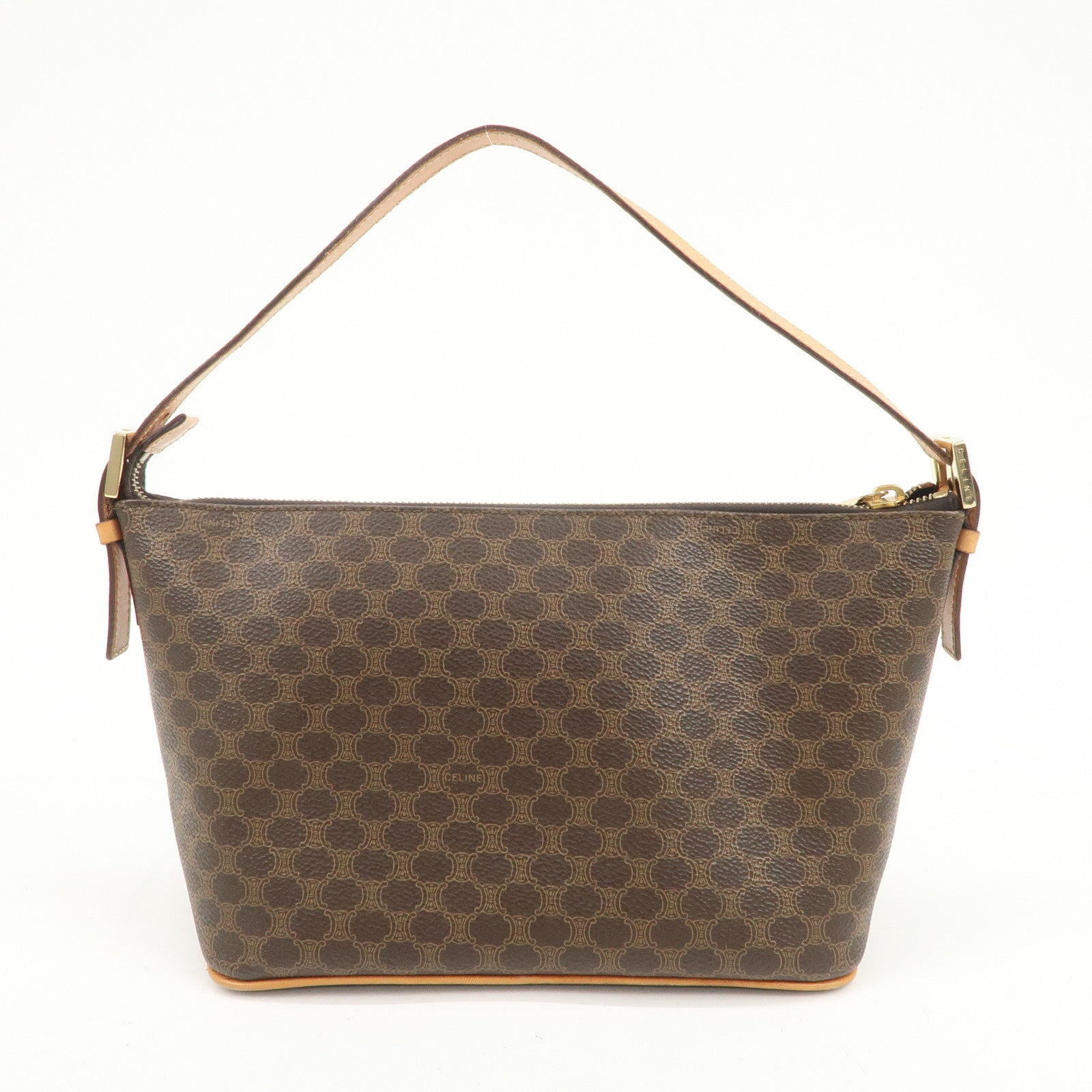 CELINE Macadam PVC Leather Shoulder Bag Brown