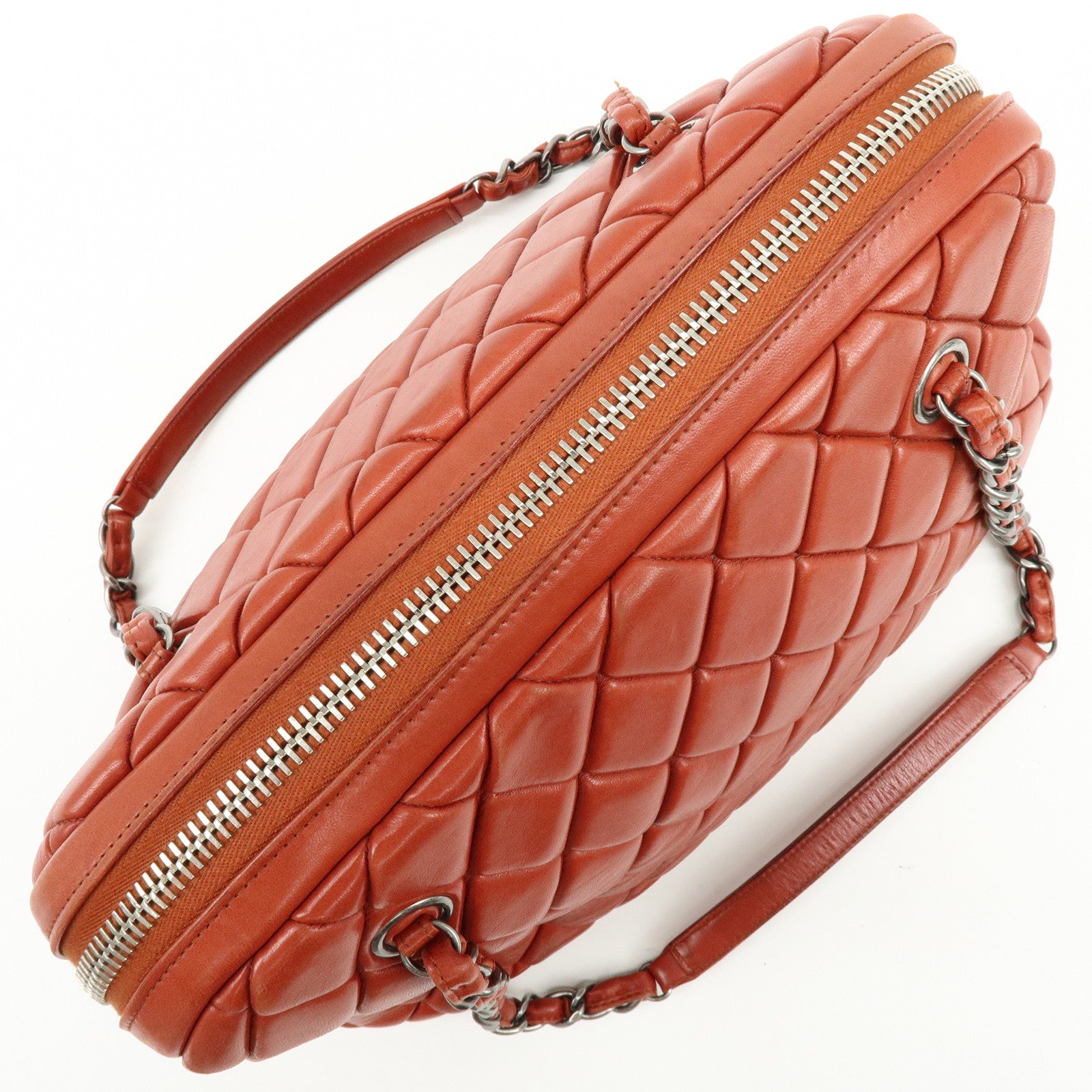 CHANEL Matelasse COCO Mark Lamb Skin Shoulder Bag Red