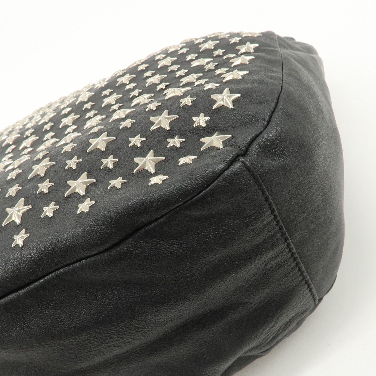 JIMMY CHOO Sky Bag Studs Leather Shoulder Bag Black