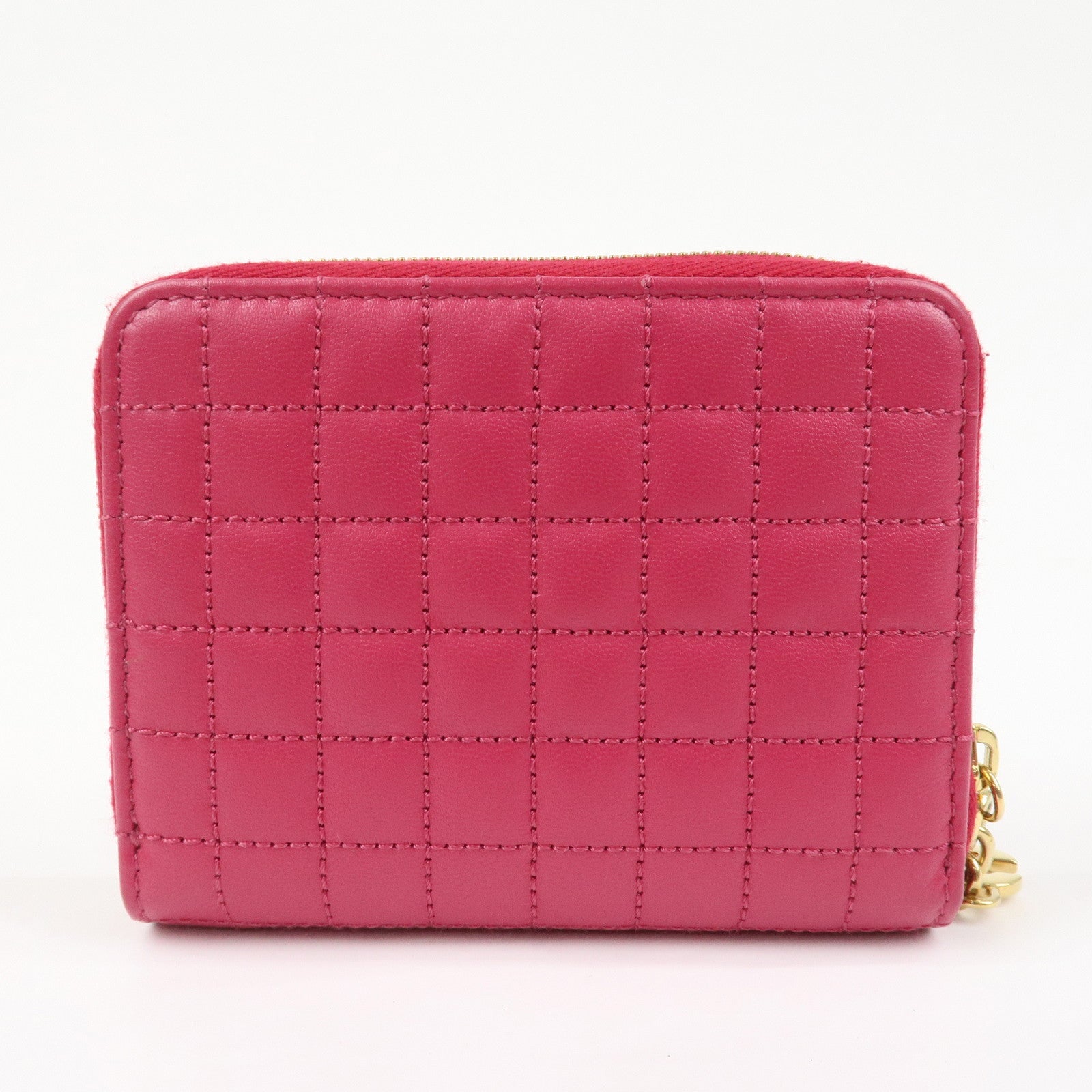CELINE Logo Leather Coin Case Coin Purse Pink