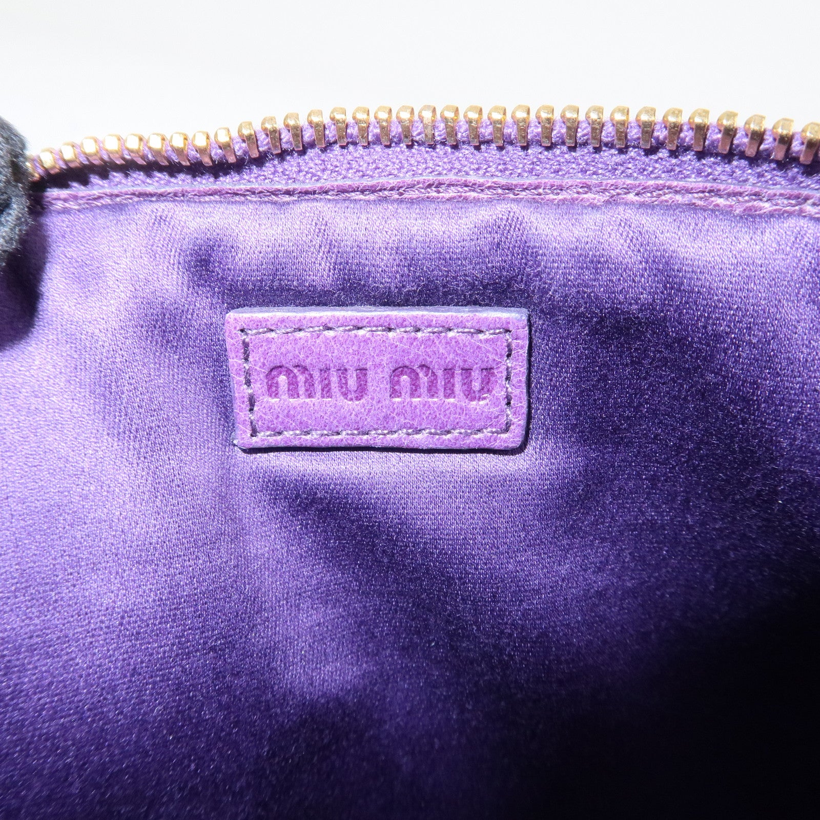 MIU MIU Logo Matelasse Mini Hand Bag Shoulder Bag Purple 5ARH02