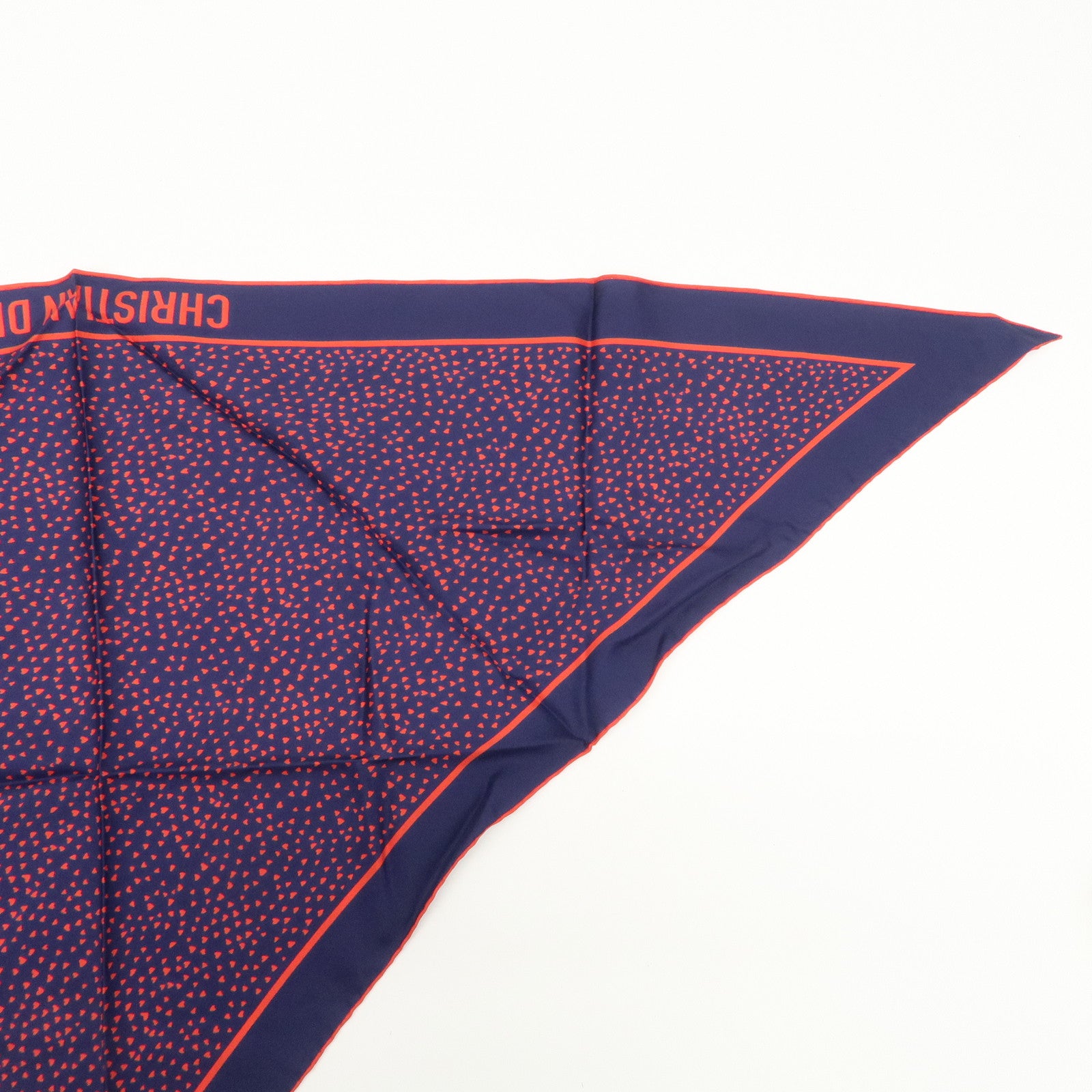 Christian Dior Silk 100% Triangle Scarf Dark Navy Red