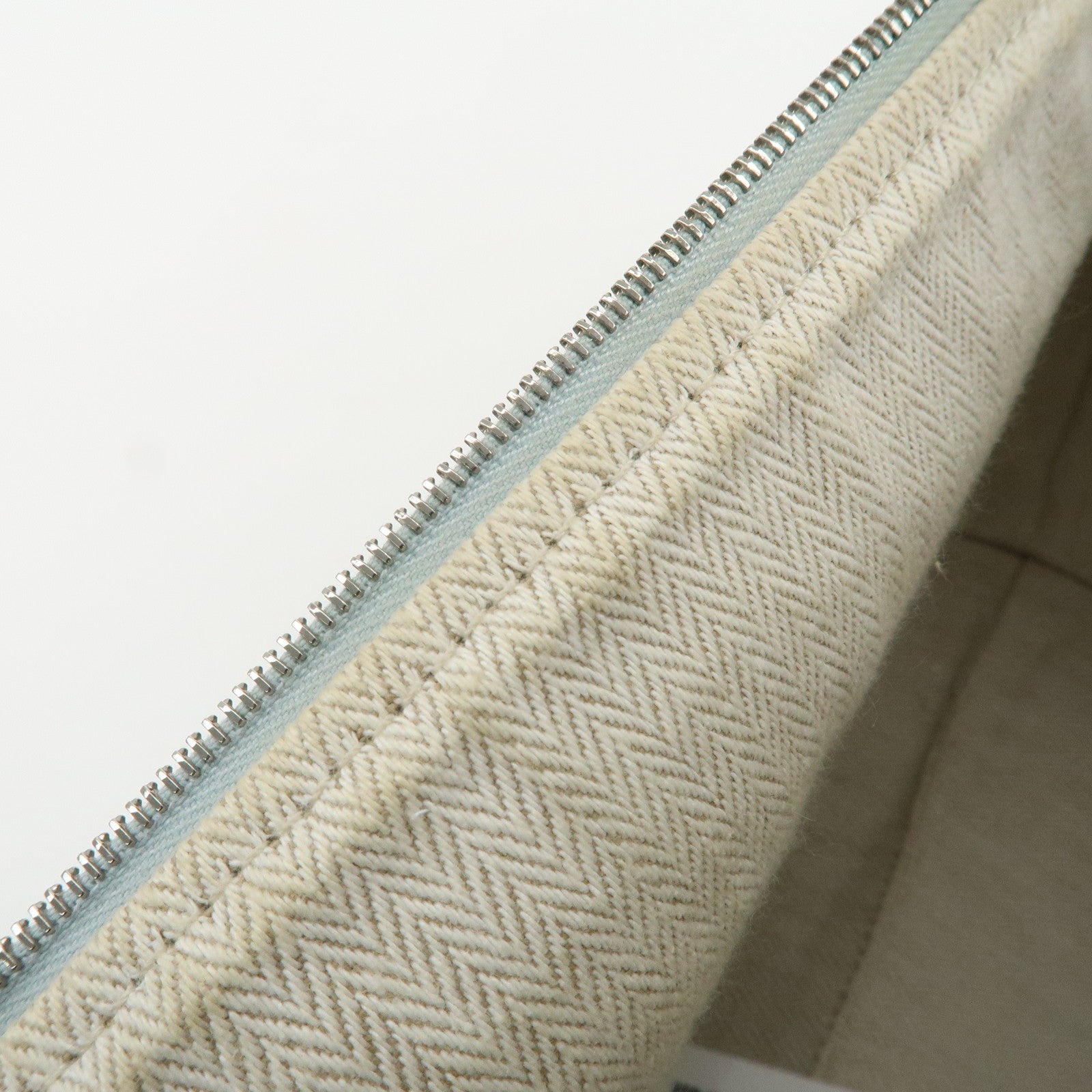 HERMES Bride A Brac GM Canvas Leather Hand Bag Pouch Light Blue