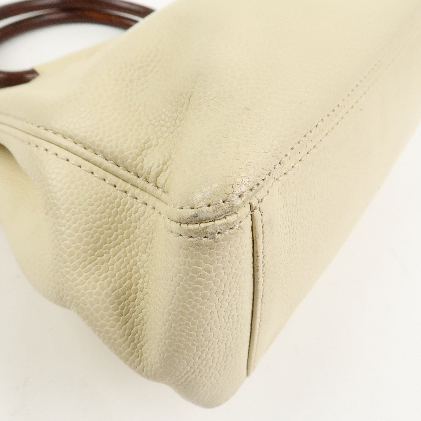 CHANEL COCO Mark Caviarskin Hand Bag Ivory Brown