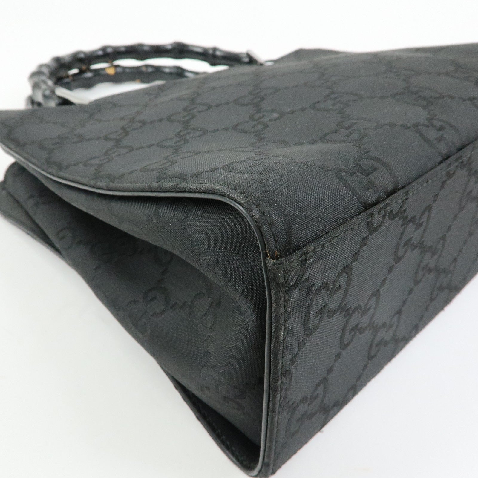 GUCCI Bamboo GG Nylon 2Way Tote Bag Black 002.1016