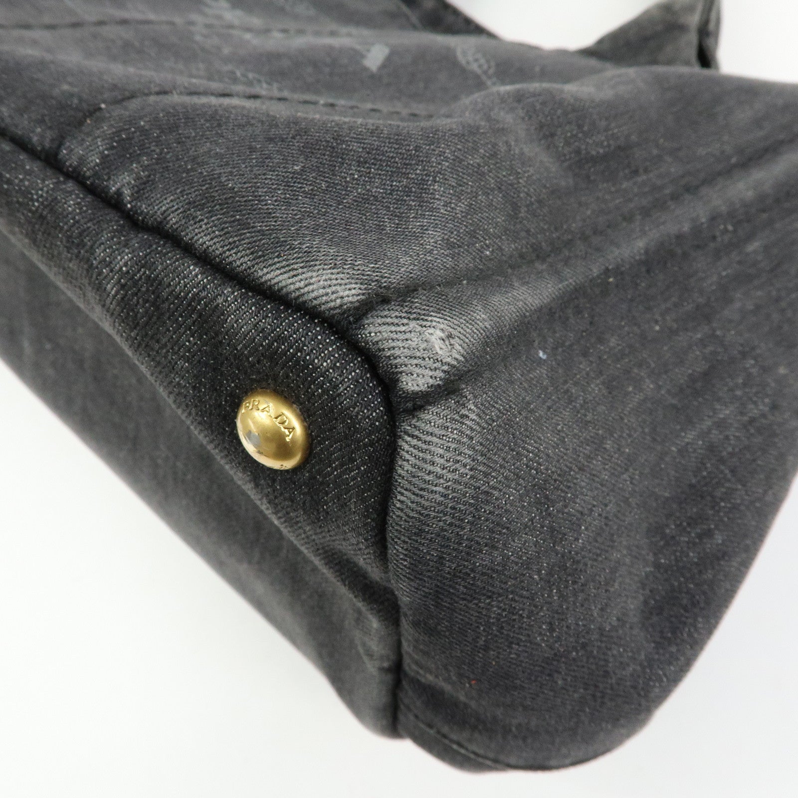 PRADA Triangle Logo Canapa Denim 2Way Bag Shoulder Bag Black 2642B