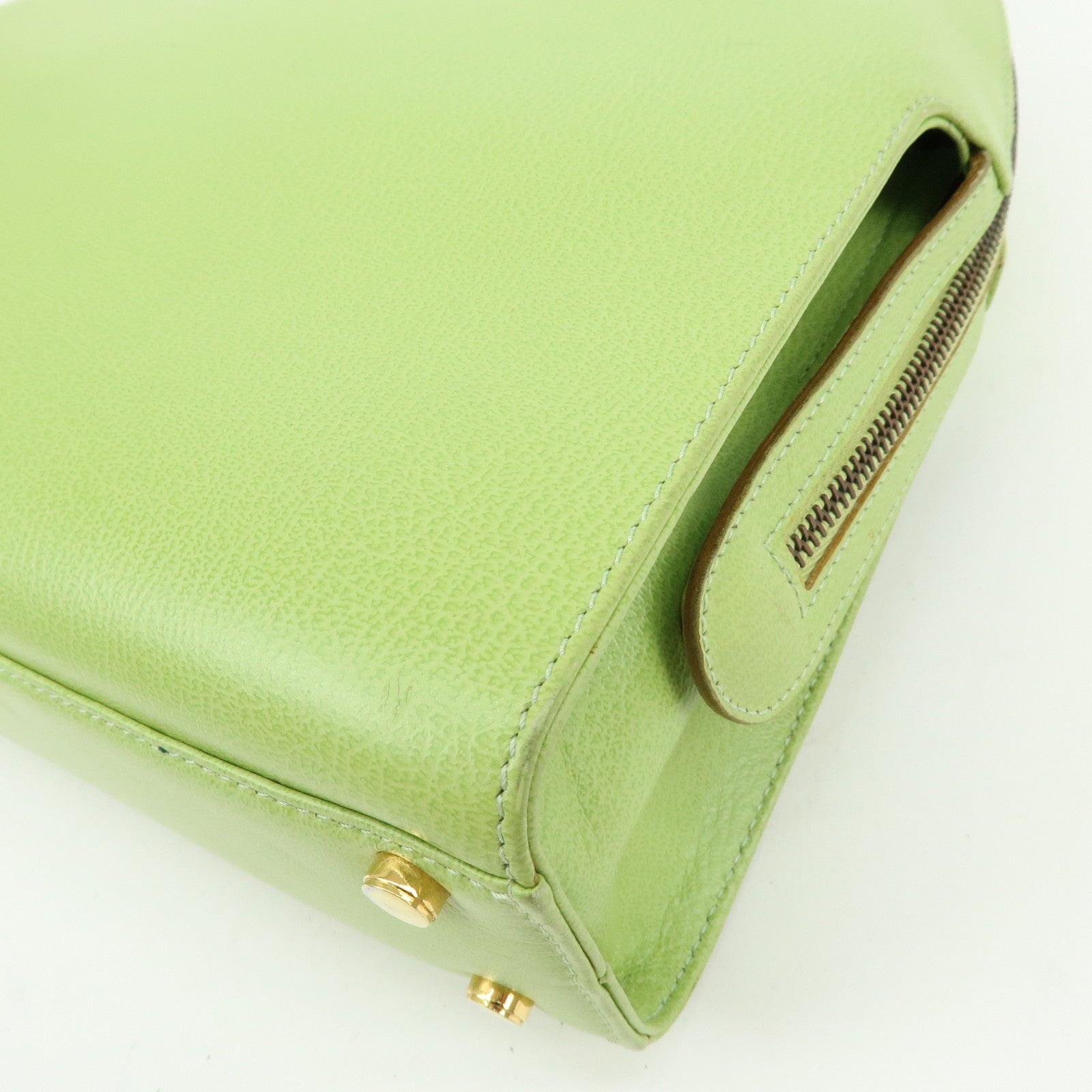 Ferragamo Gancini Leather 2Way Bag Hand Shoulder Bag Light Green