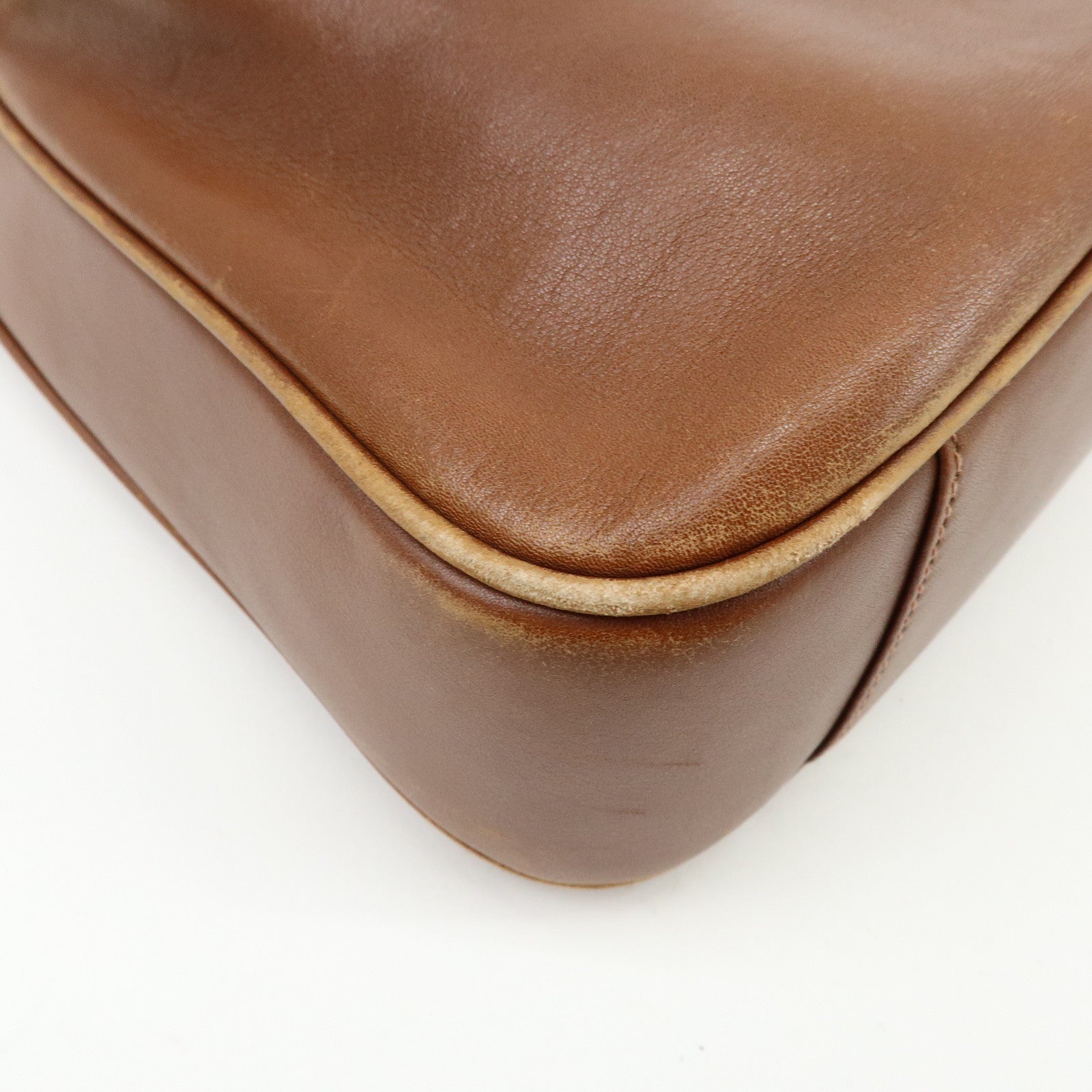 GUCCI Bamboo Leather 2Way Bag Shoulder Bag Brown 001.3444