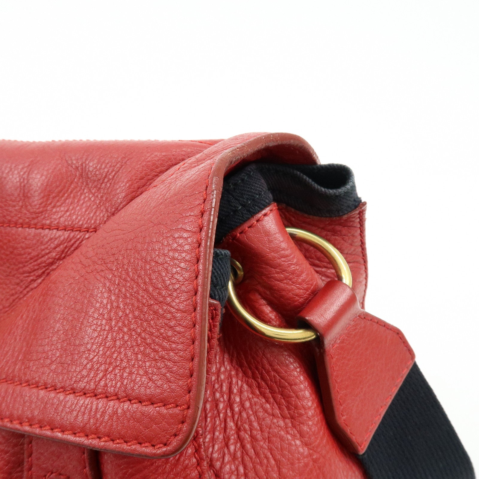 SAINT LAURENT PARIS Muse Two Leather Shoulder Bag Red 265707