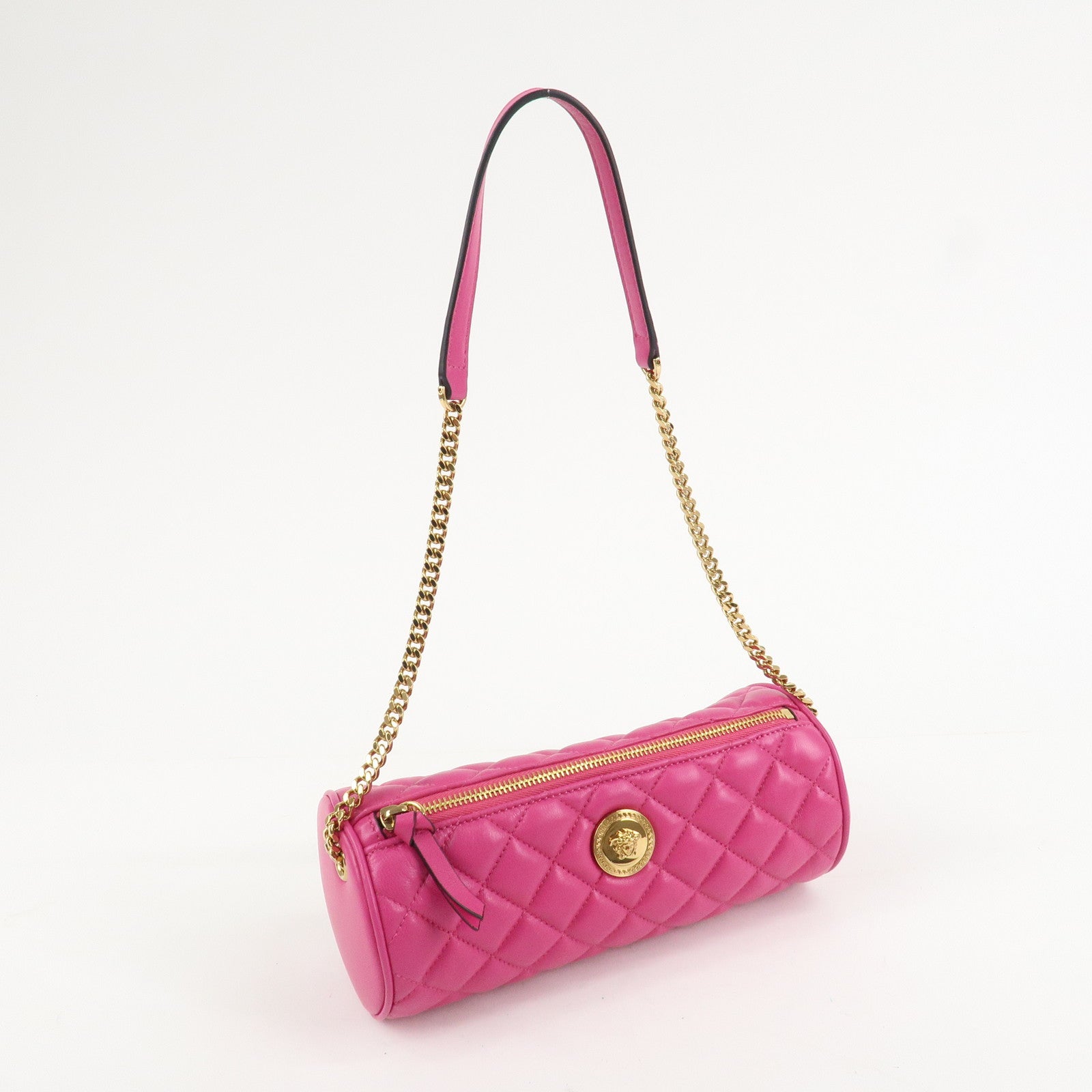 GIANNI VERSACE Medusa Chain Shoulder Bag Hand Bag Gold HDW Pink Used