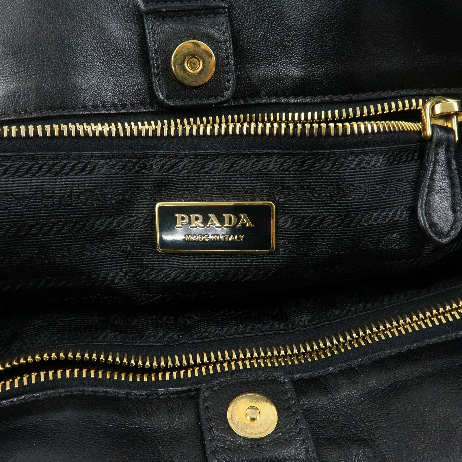 PRADA Triangle Logo Nylon Leather Hand Bag Tote Bag Black BN1701