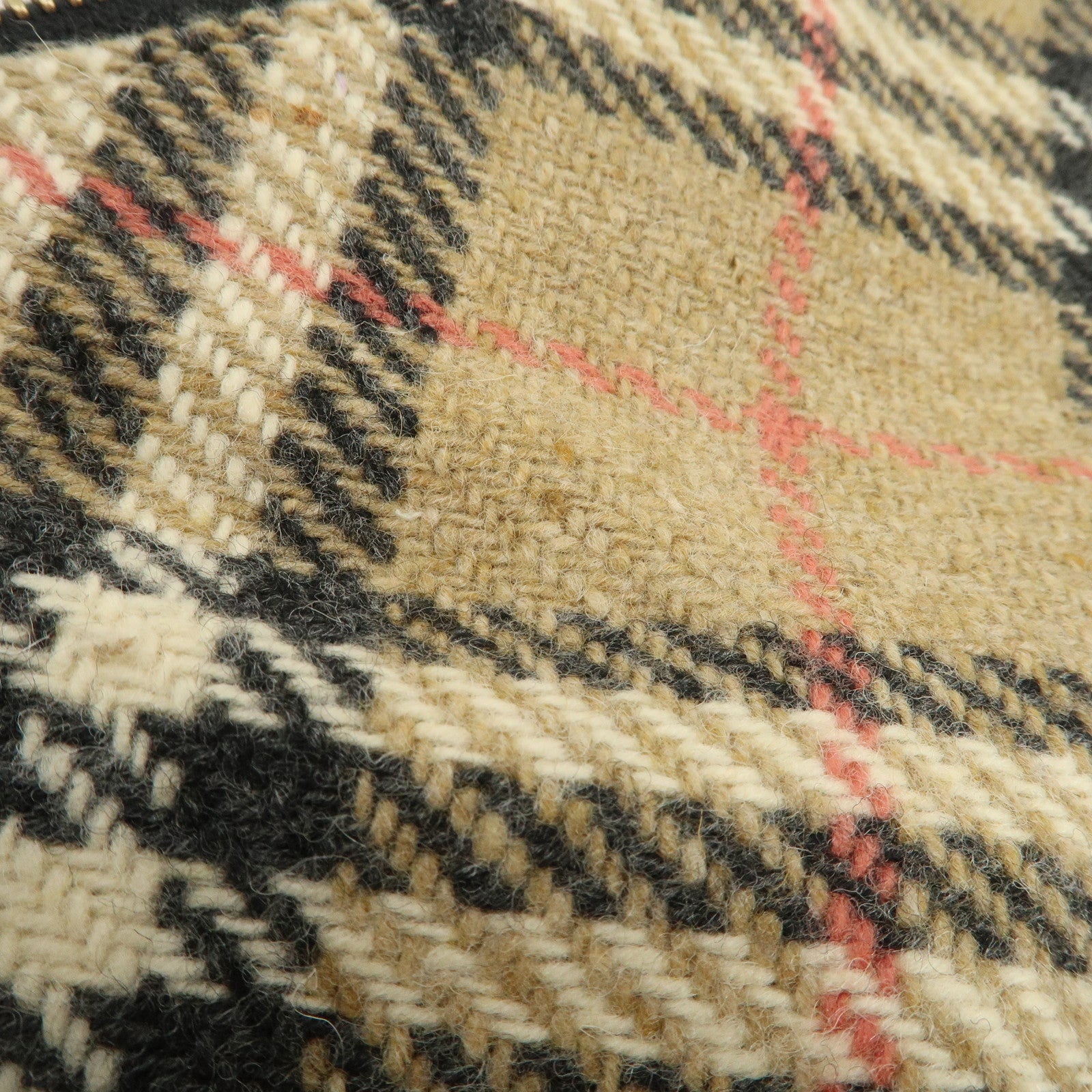 BURBERRY Nova Plaid Wool Leather Shoulder Bag Hand Bag Beige Black