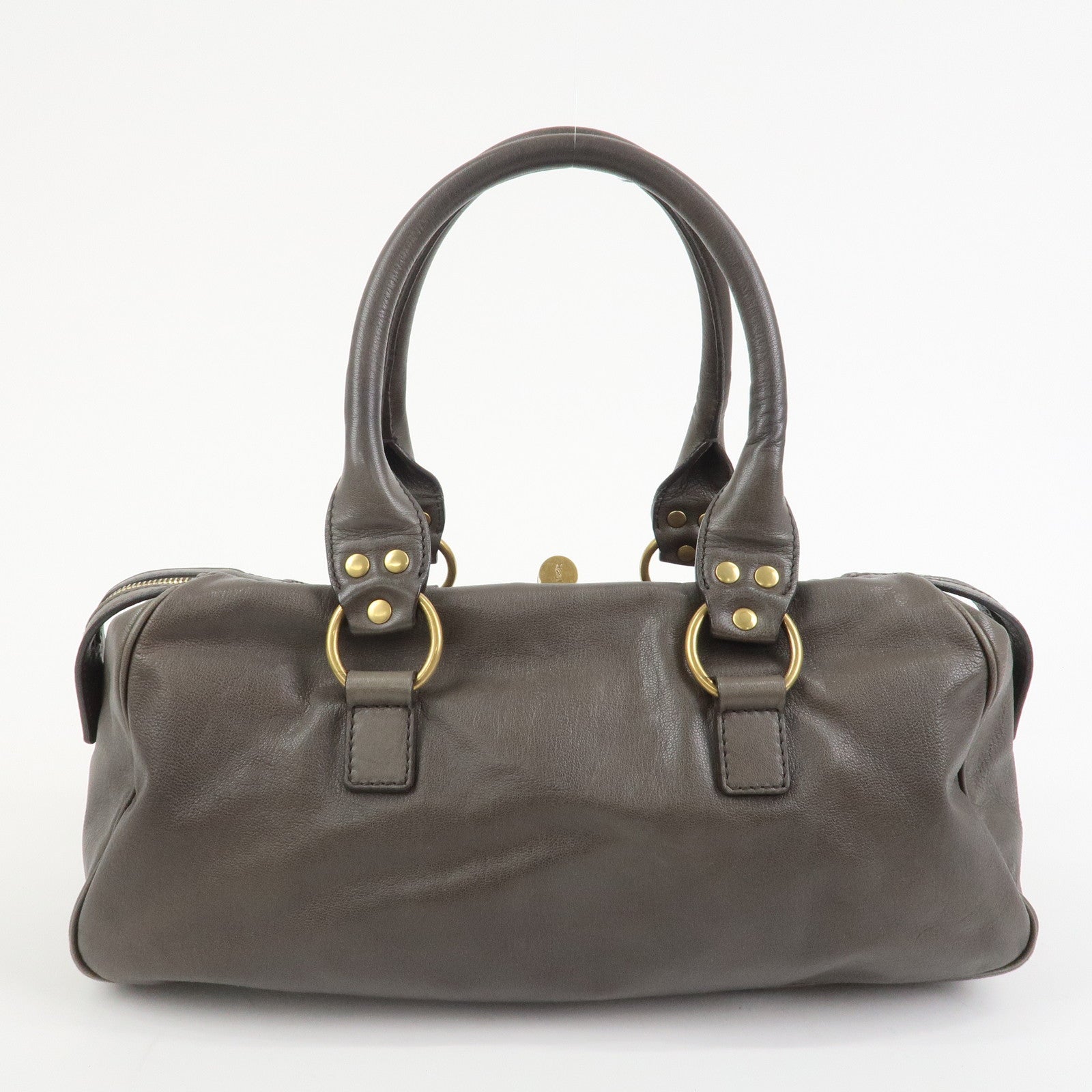 SAINT LAURENT PARIS Muse Leather Shoulder Bag Hand Bag Gray 168269