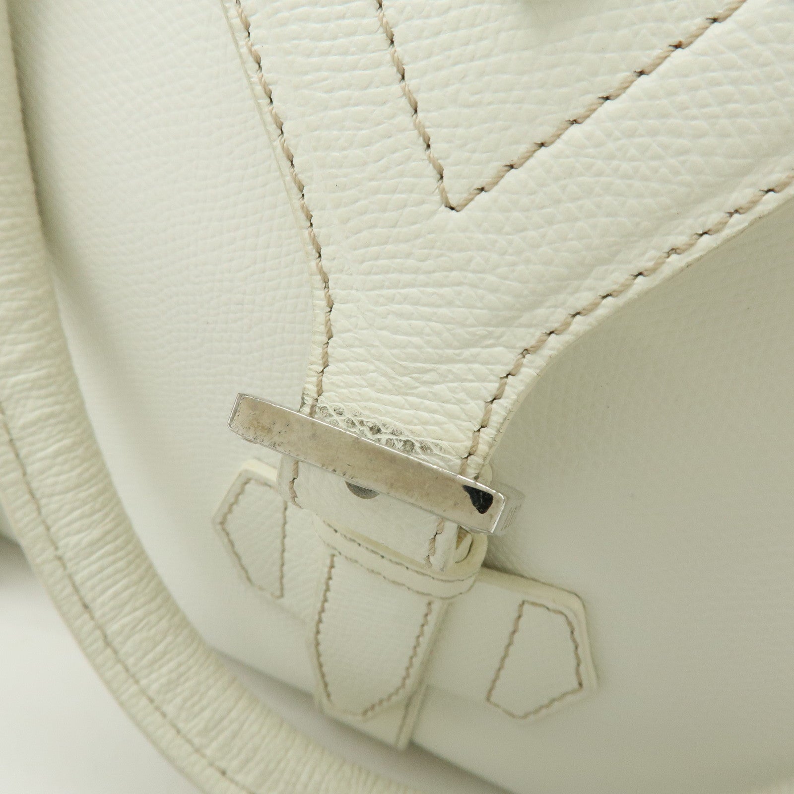LOEWE Logo Side Pocket Leather Boston Bag Hand Bag White