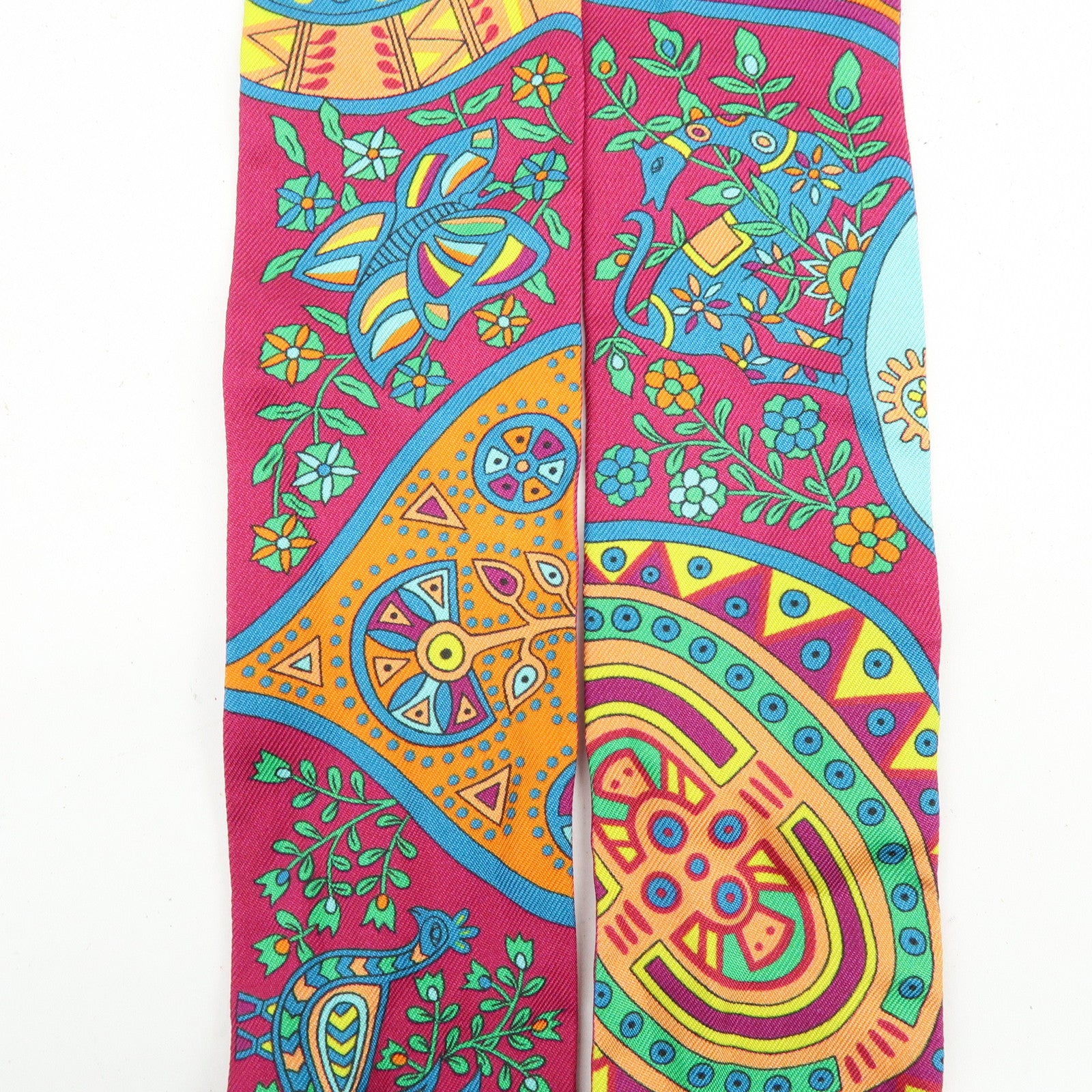 HERMES 100% Silk Twilly LARBRE DE VIE Flower Print Purple