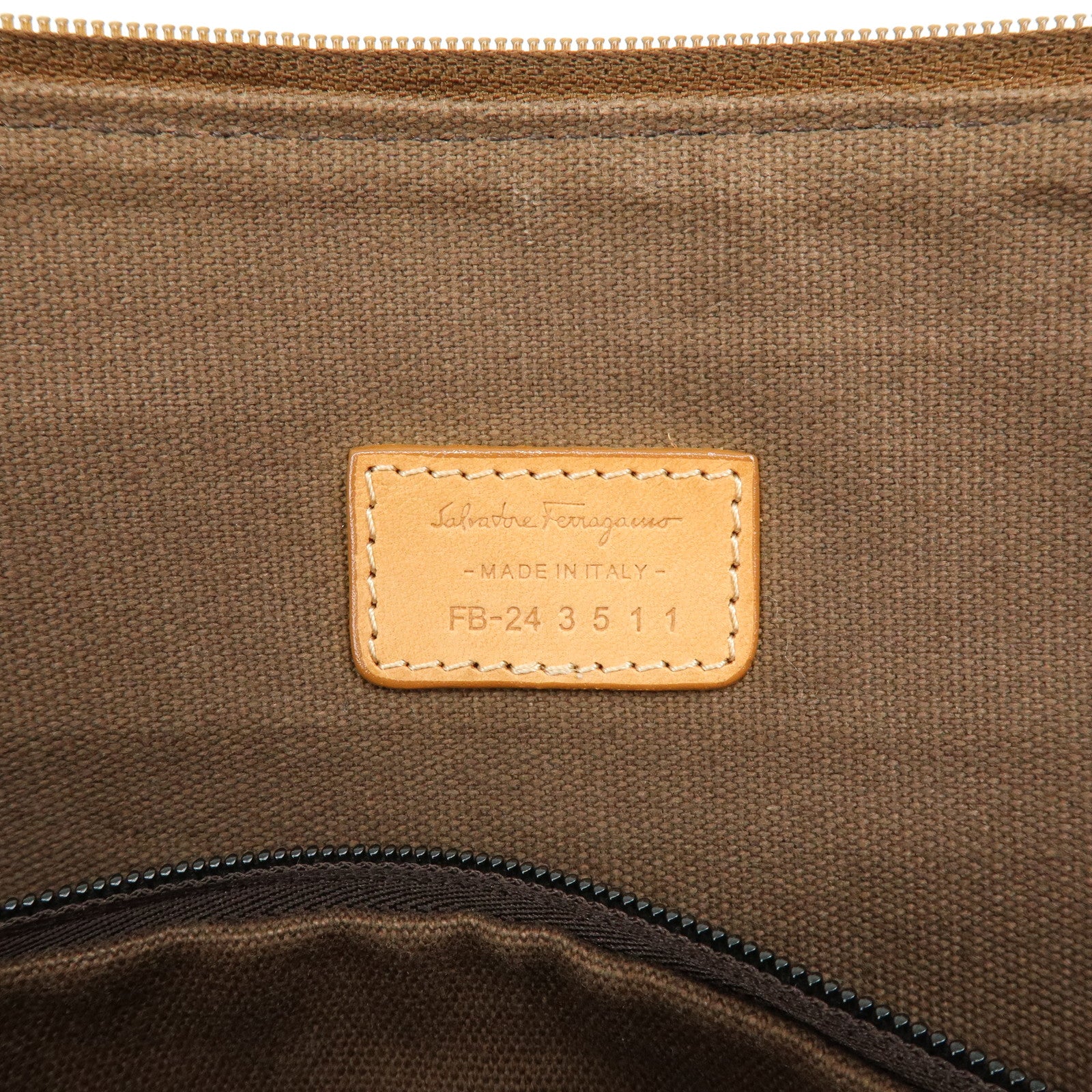 Ferragamo Suede Leather Tote Bag Shoulder Bag Hand Bag Brown