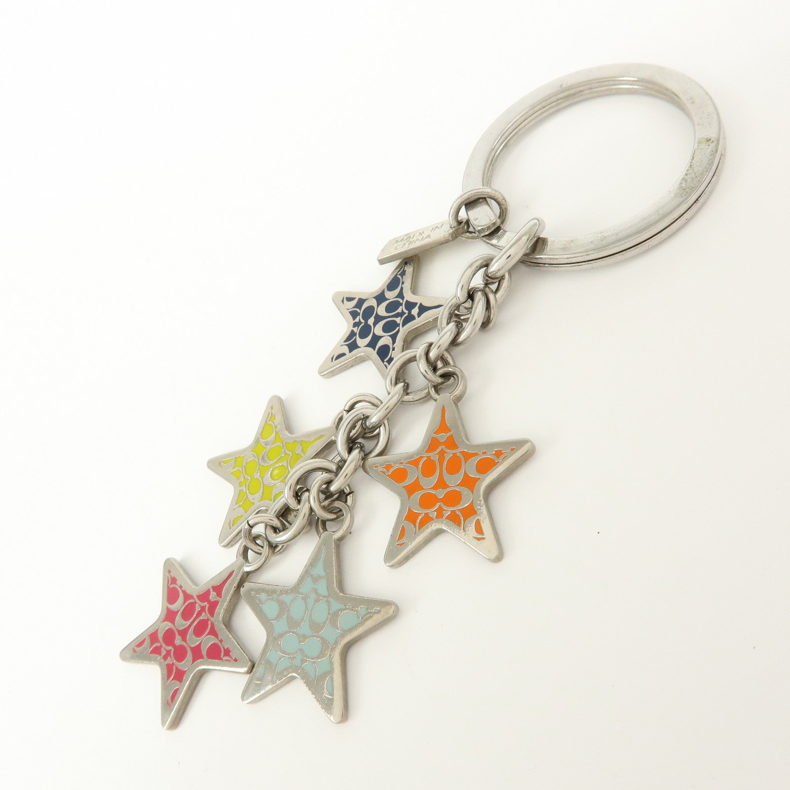 COACH Set of 2 Signature Metal Bag Charm Key Holder Multicolor
