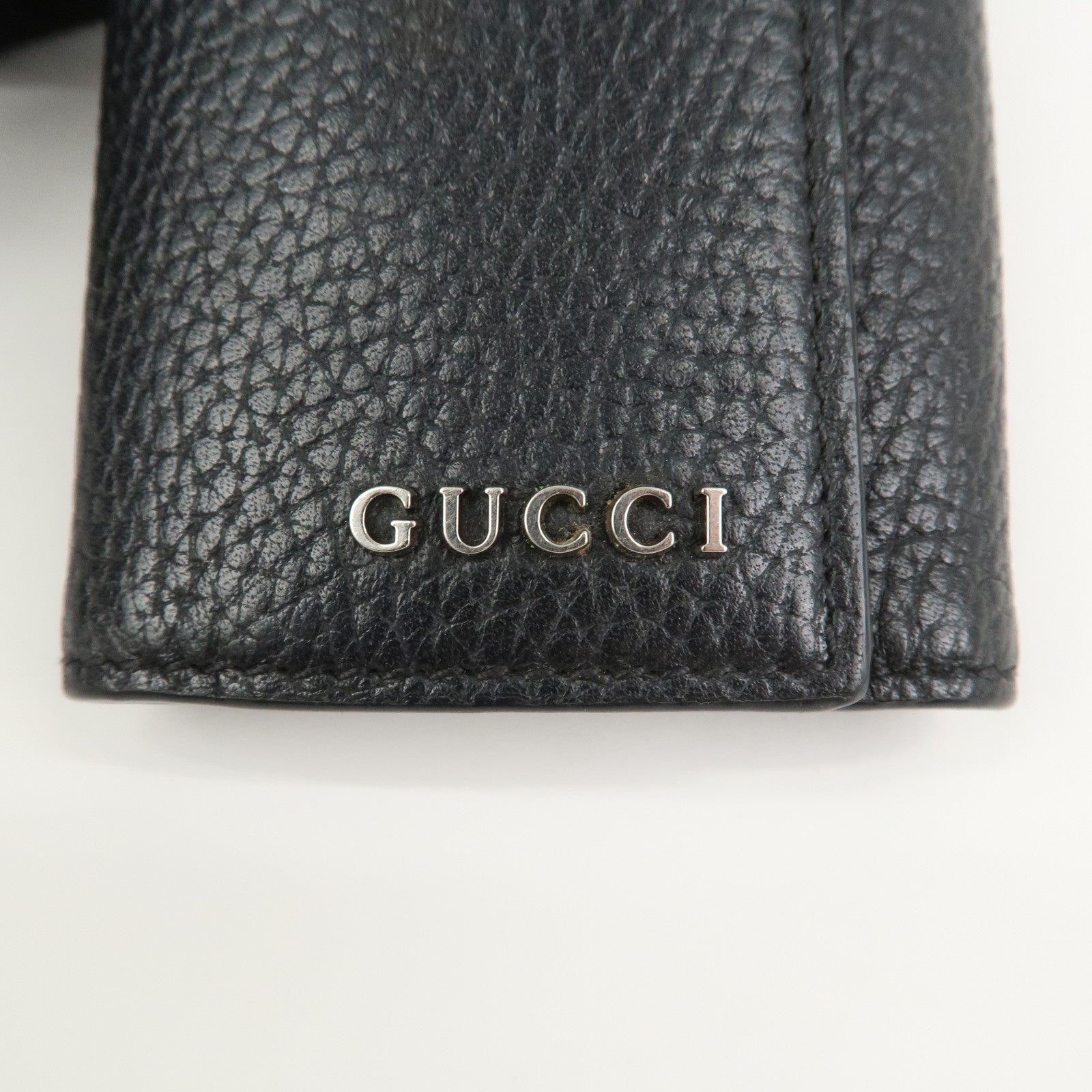 GUCCI Logo Leather 6 Rings Key Case Key Holder Black 771156