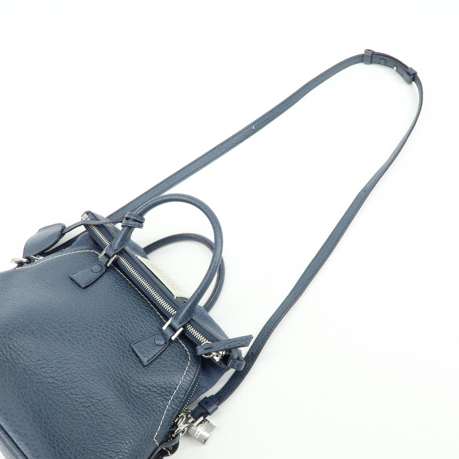 Maison Margiela 5AC Leather Canvas 2Way Bag Hand Shoulder Bag Navy