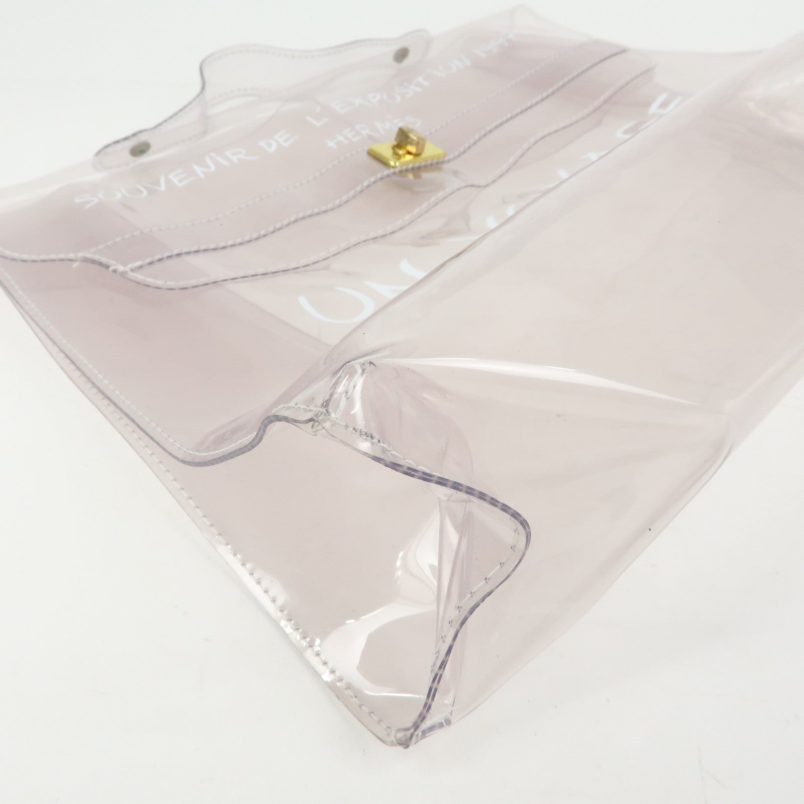 HERMES Vinyl Kelly Hand Bag Clear White