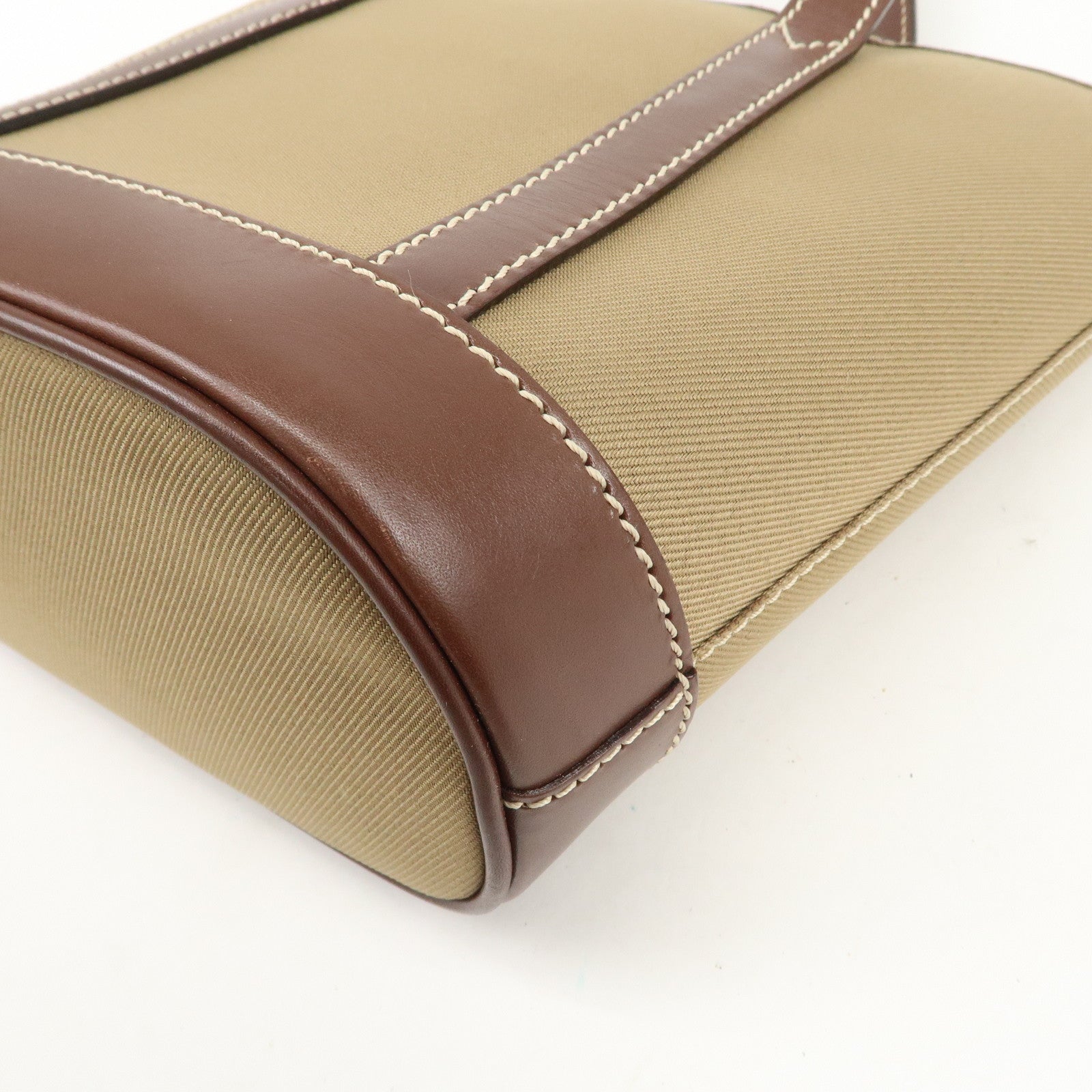 HUNTING WORLD Canvas Leather Tote Bag Hand Bag Khaki Brown