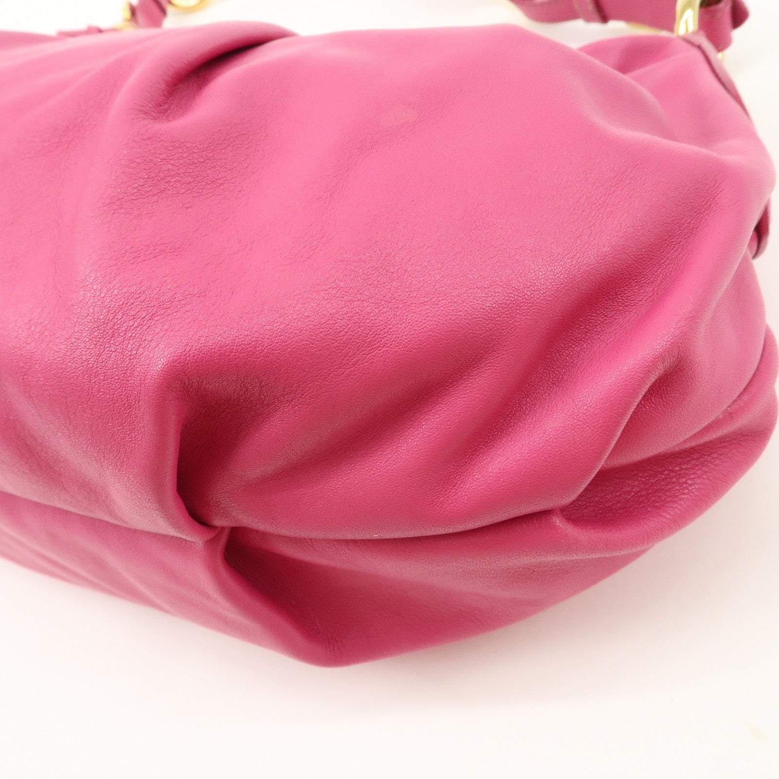 PRADA Logo Leather Shoulder Bag Pink Gold HDW