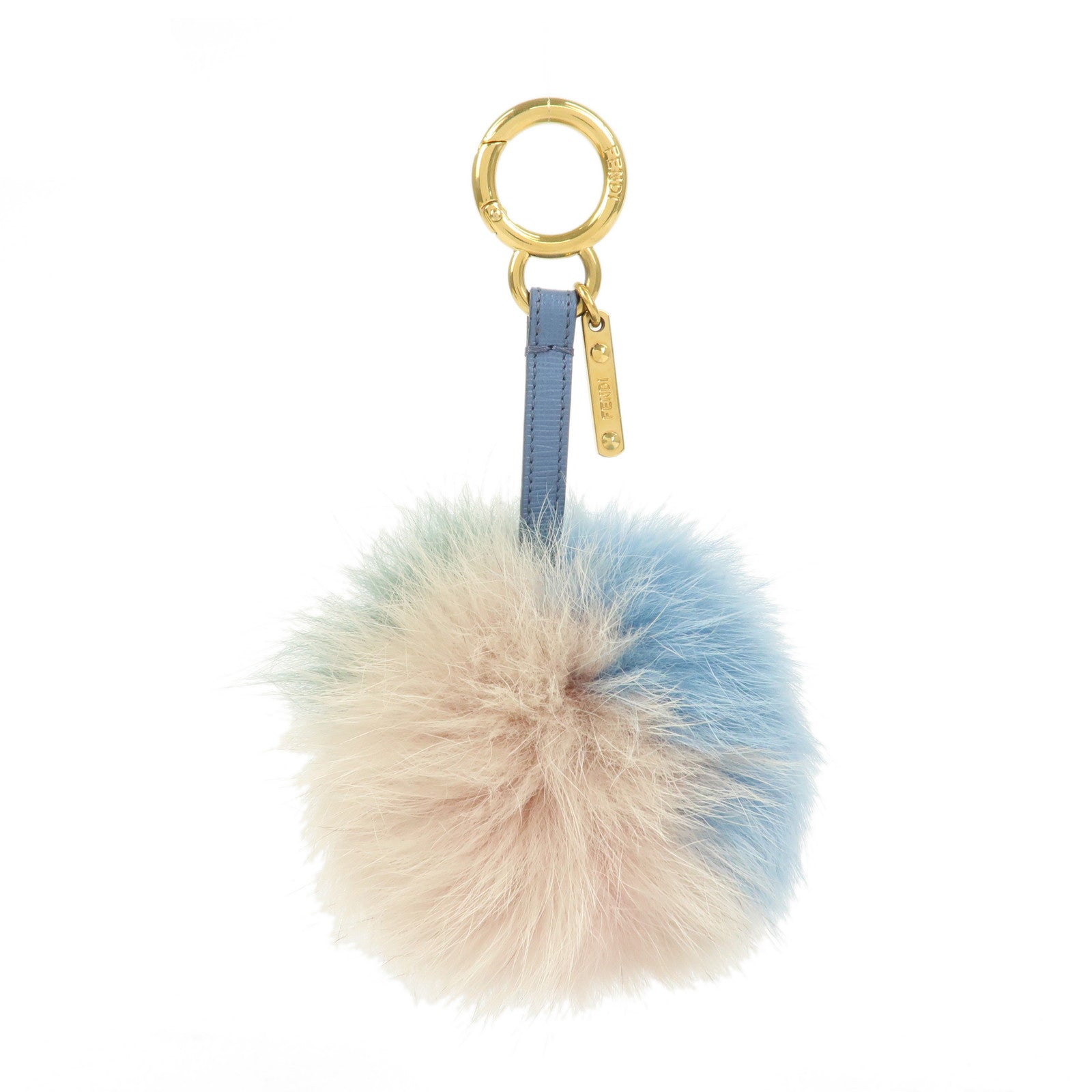 FENDI Pom Pom Fur Key Chain Bag Charm Pink Green Blue 7AR259