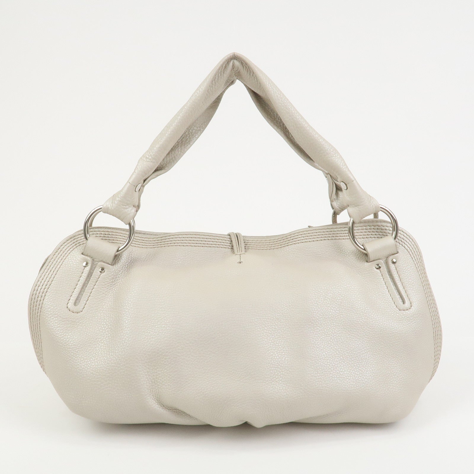 CELINE Bittersweet Leather Shoulder Bag Hand Bag Pearl White
