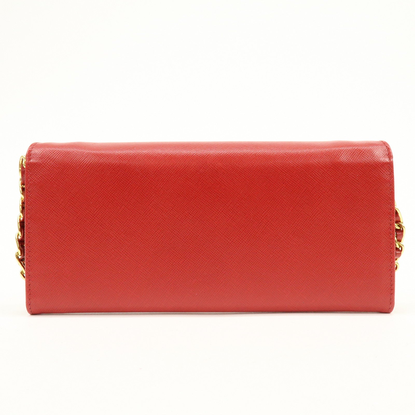 PRADA Saffiano Leather Chain Wallet Shoulder Bag Red 1M1290