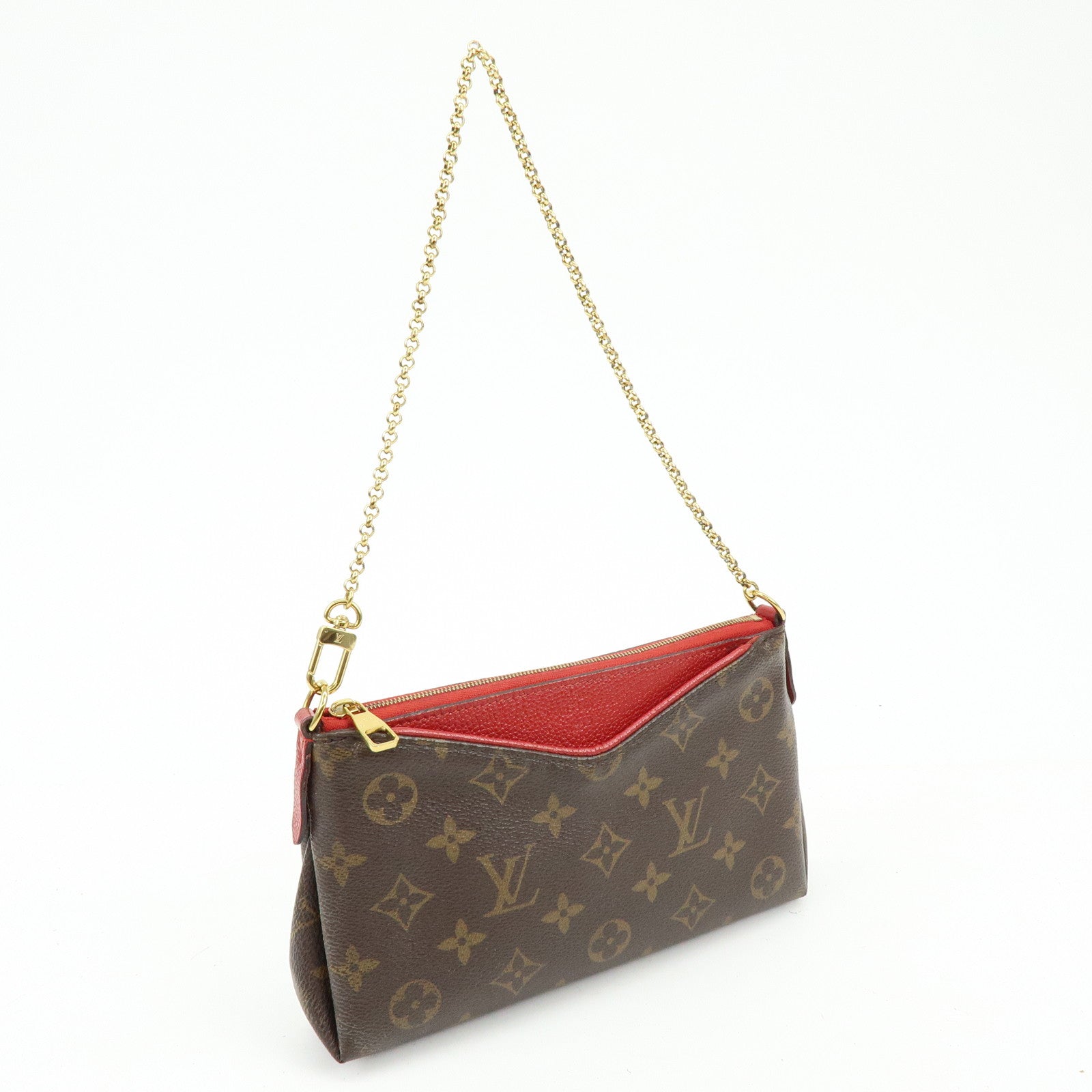 Louis Vuitton Monogram Pallas 2Way Chain Bag Clutch Cerise M41638