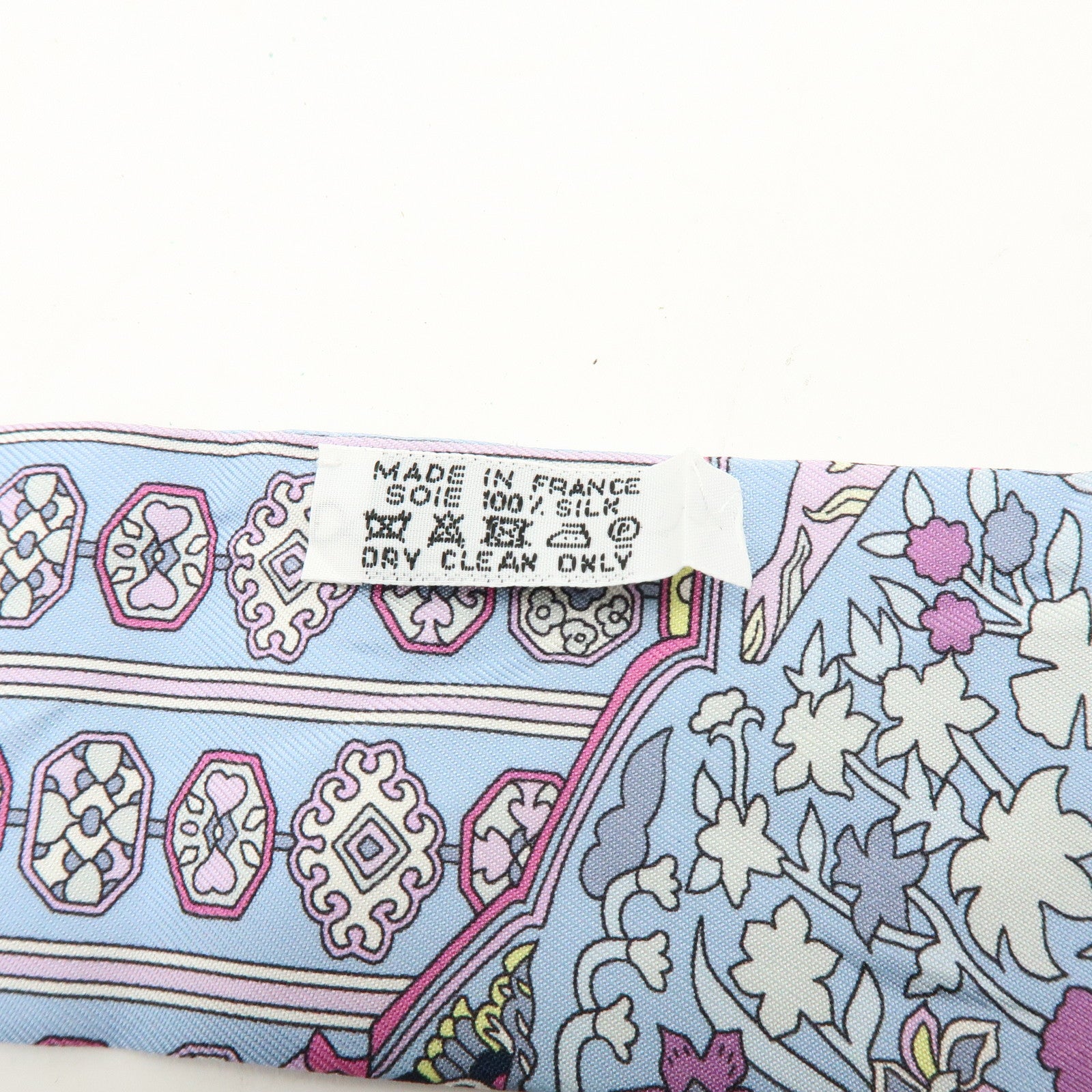 HERMES 100% SIlk Twilly TAPIS PERSANS Purple Blue