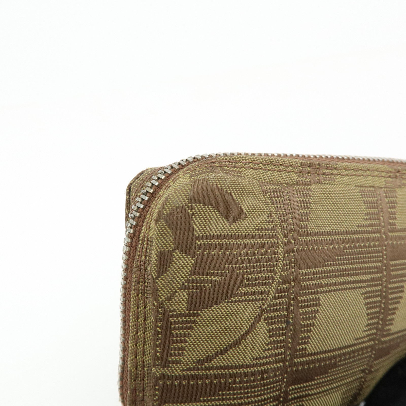 CHANEL New Travel Line Nylon Jacquard Mini Pouch Cosmetic Bag Khaki