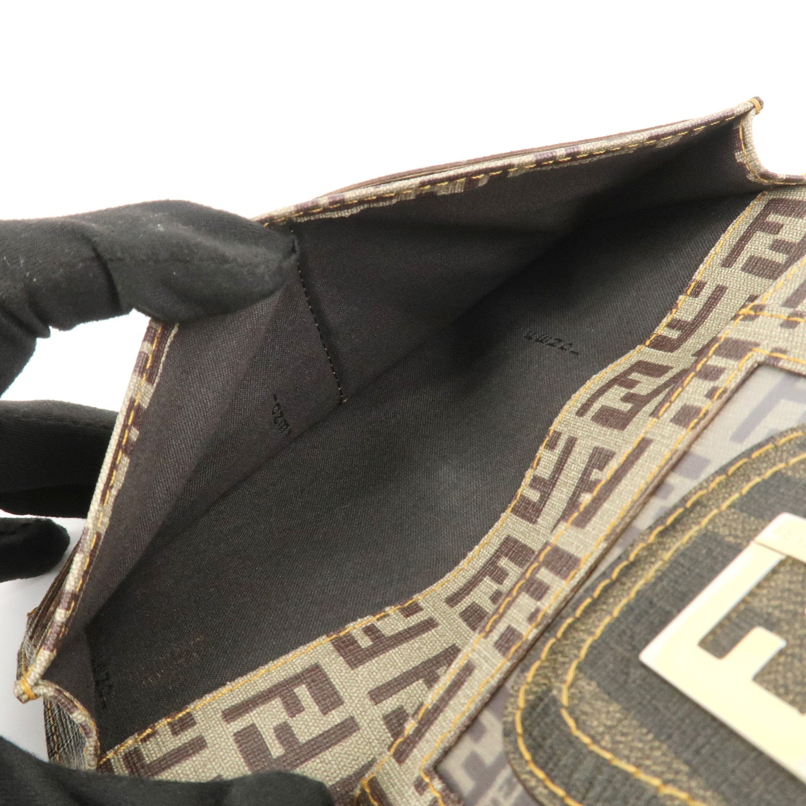 FENDI Zucca Zucchino PVC Leather Brown W Hook Long Wallet 8M00328