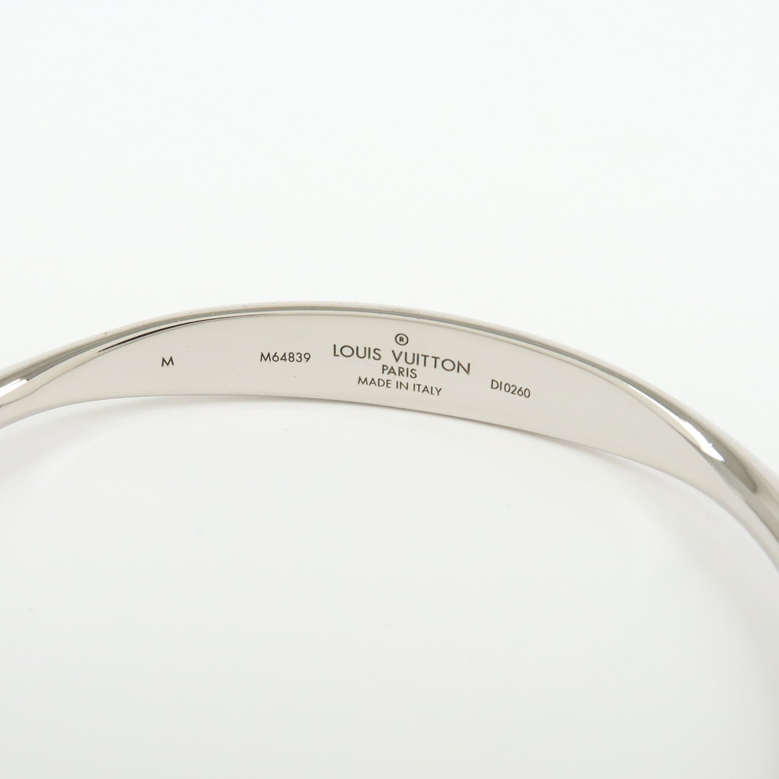 Louis Vuitton Monogram Metal Jonc Bracelet Bangle Silver M64839