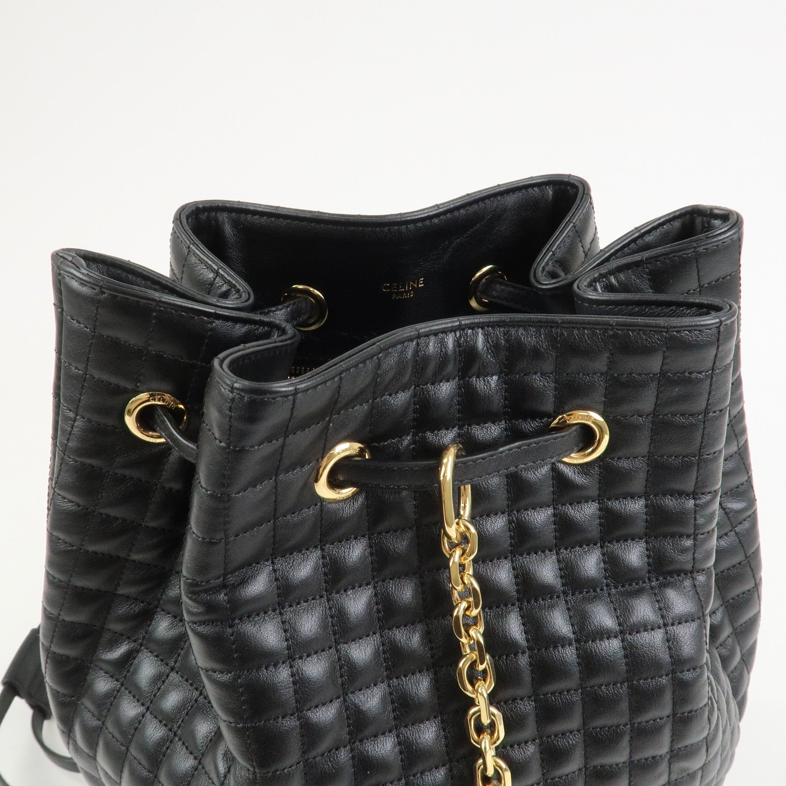 CELINE Quilted Leather Backpack Rucksack Shoulder Bag Black