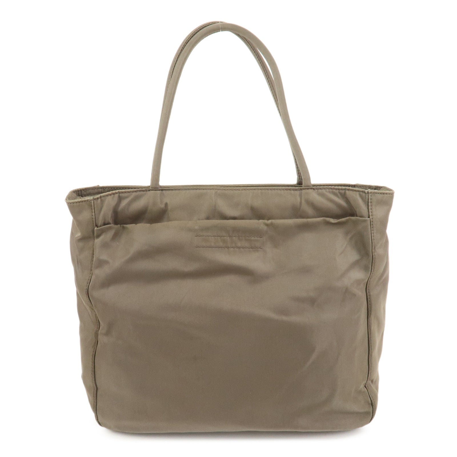 PRADA Triangle Logo Nylon Tote Bag Hand Bag Gray