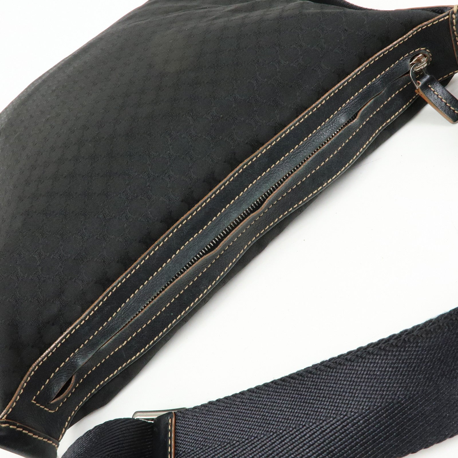 CELINE Macadam Canvas Leather Shoulder Bag Crossbody Bag Black