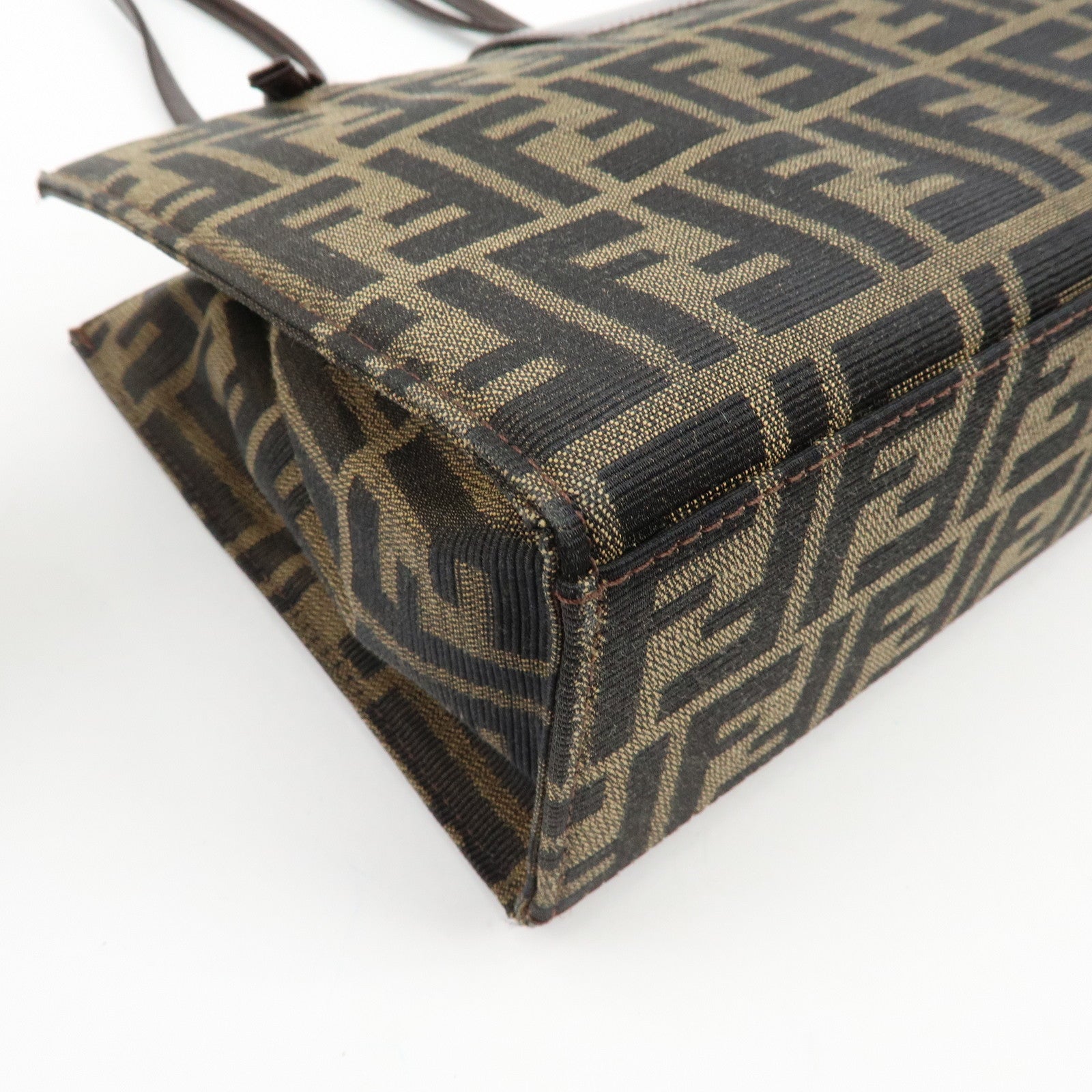 FENDI Zucca Canvas Leather Shoulder Bag Tote Bag Brown 09158081992
