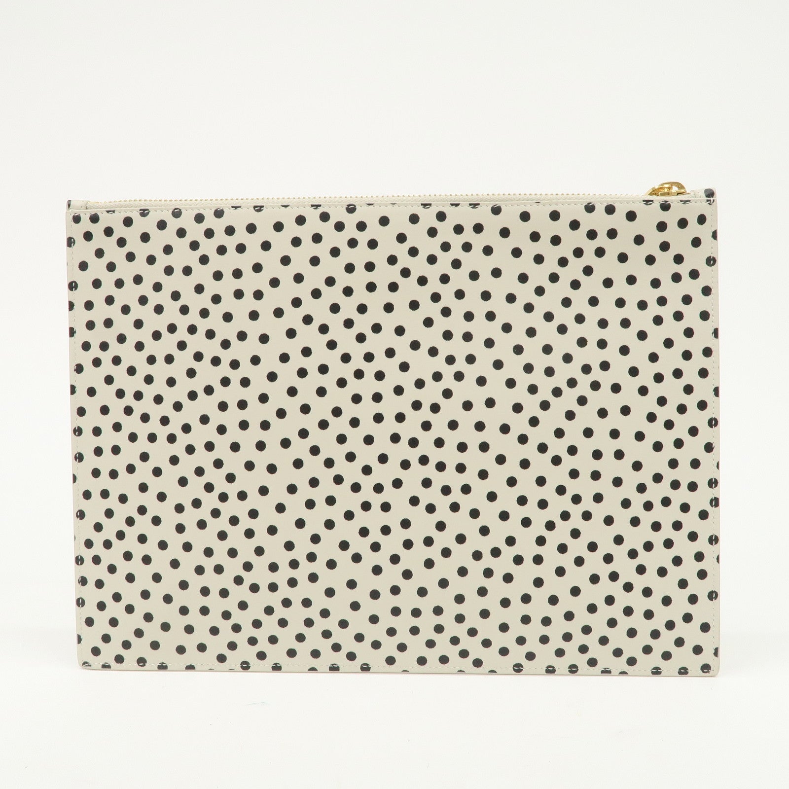 SAINT LAURENT Leather Clutch Bag Black White Gold Hardware 635099