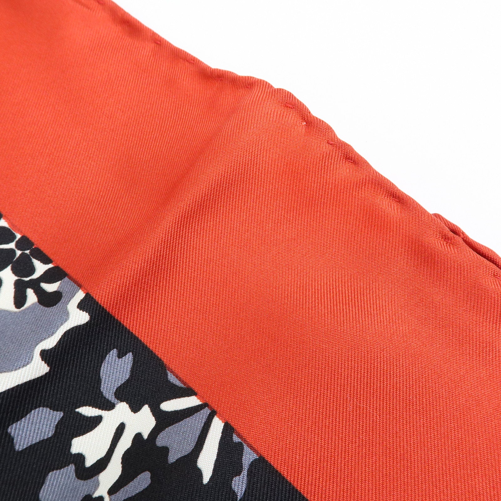 CELINE Silk 100% Scarf Flower Belt Motif Black Red Gold