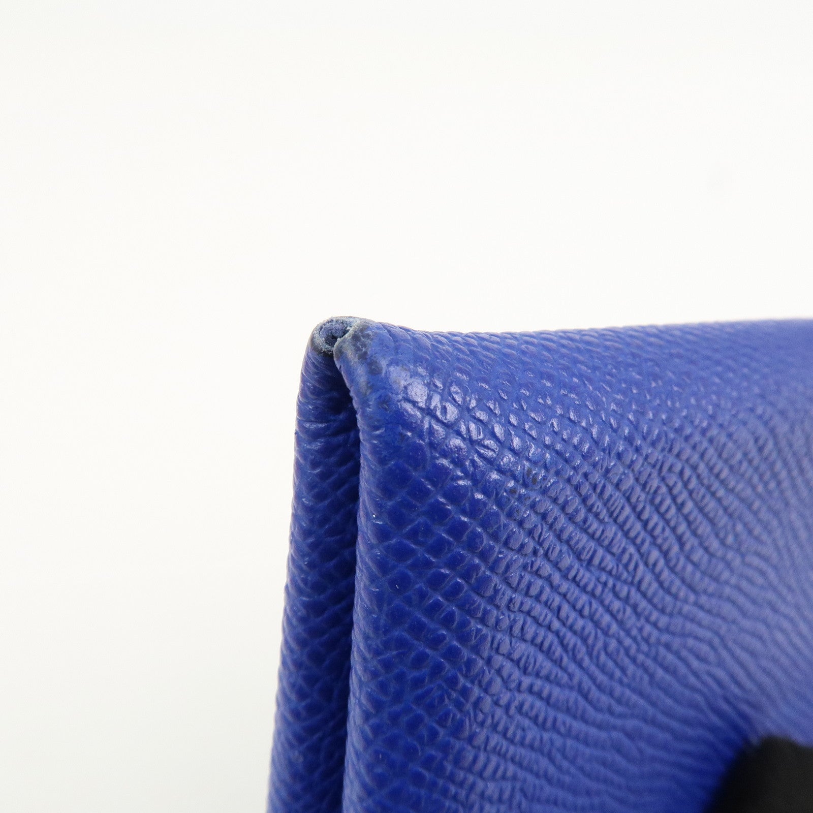 HERMES CALVI Veau Epsom Card Case Card Holder Z Stamped Blue