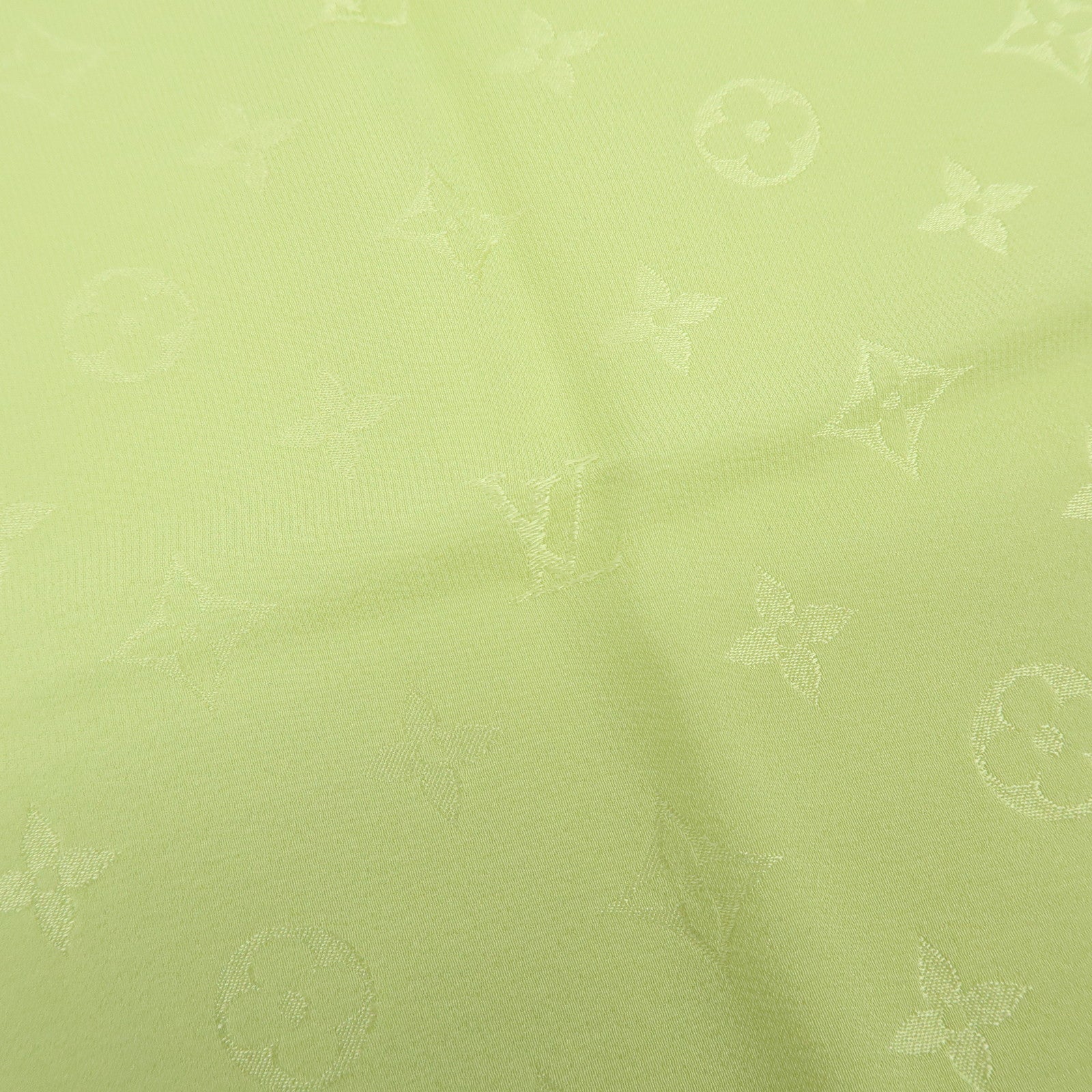 Louis Vuitton Monogram Shine Silk 100% Scarf Shawl Light Green