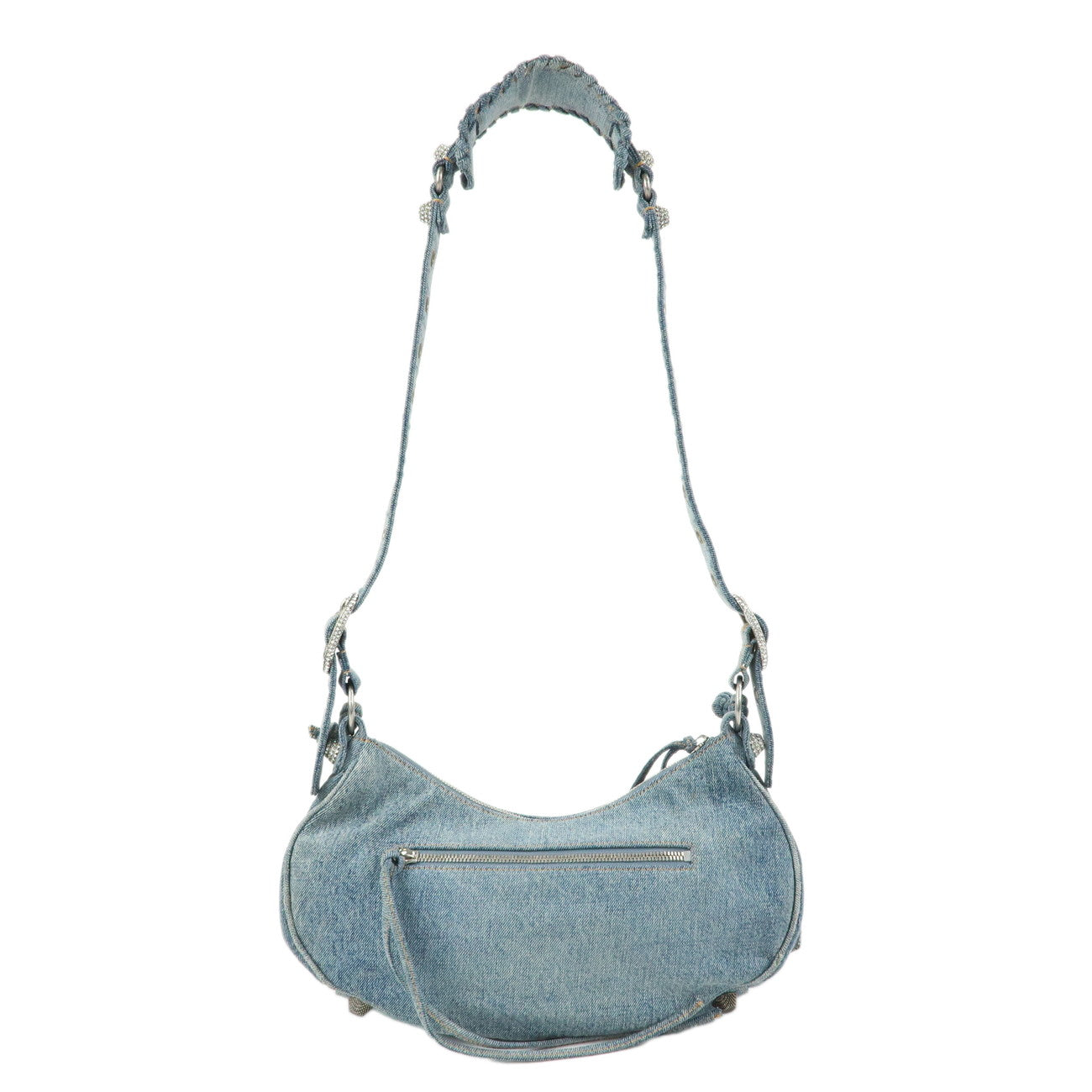 BALENCIAGA Denim Studs Shoulder Bag Hand Bag Blue 671307