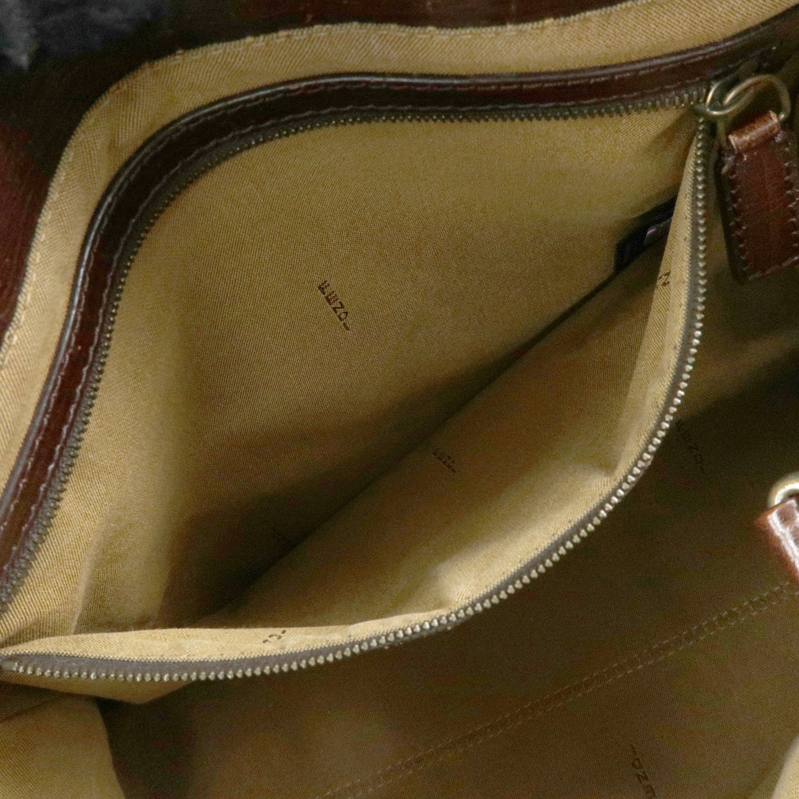 FENDI Ethnico Zucca Canvas Leather Tote Shoulder Bag Brown 8BN162