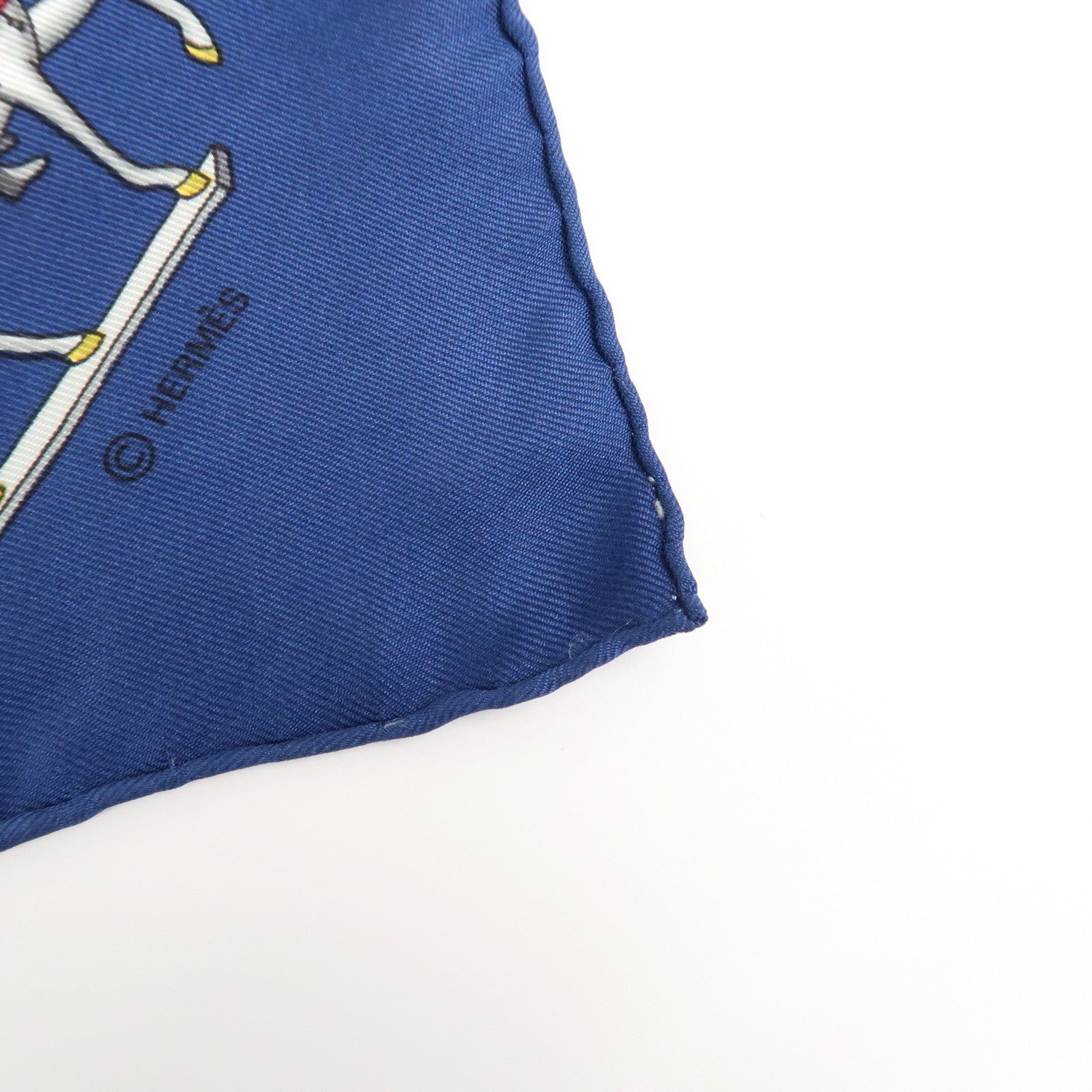 HERMES Carre 90 Silk 100% Scarf Les Artificiers Navy Yellow