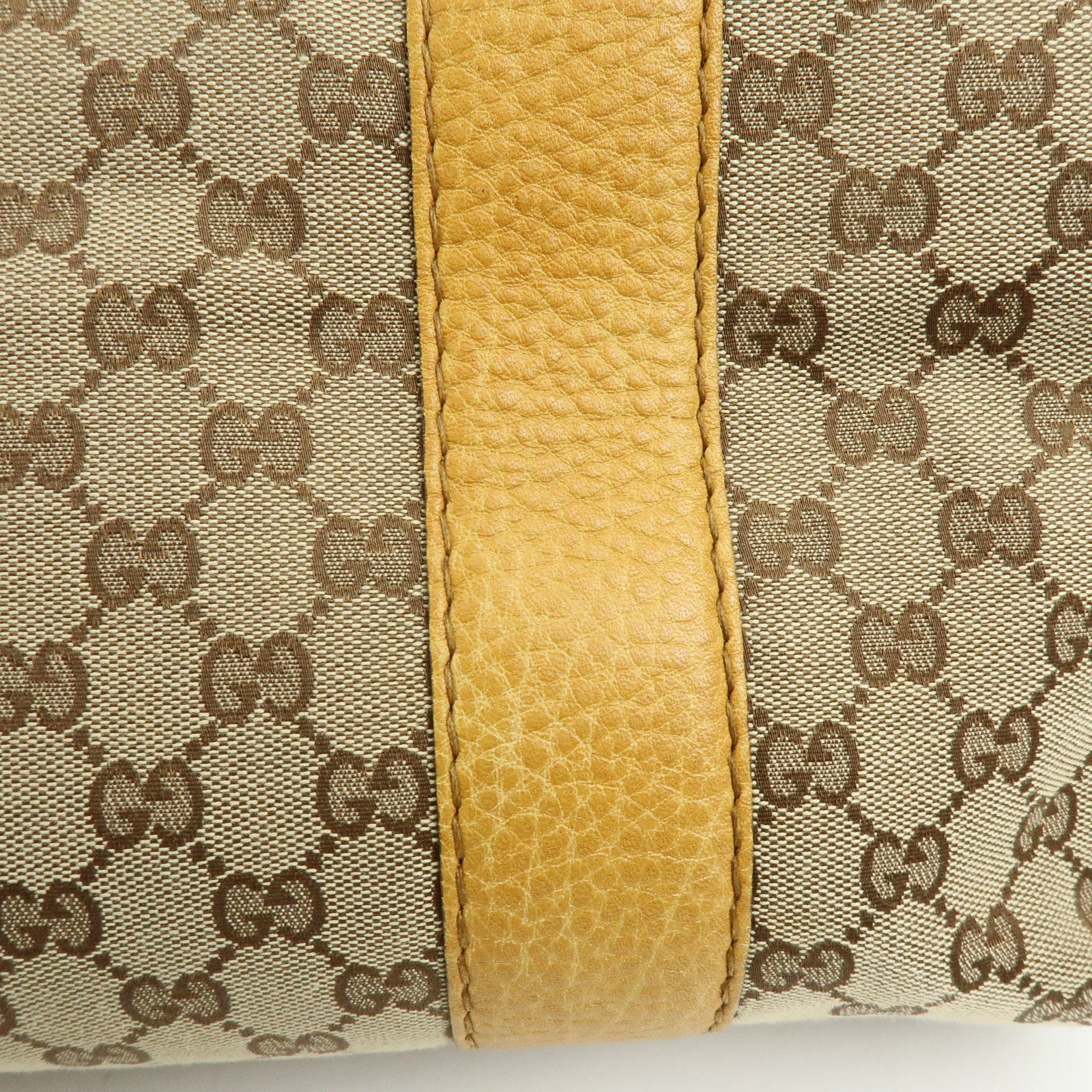 GUCCI Bamboo GG Canvas Leather Tote Bag Beige Yellow 232947